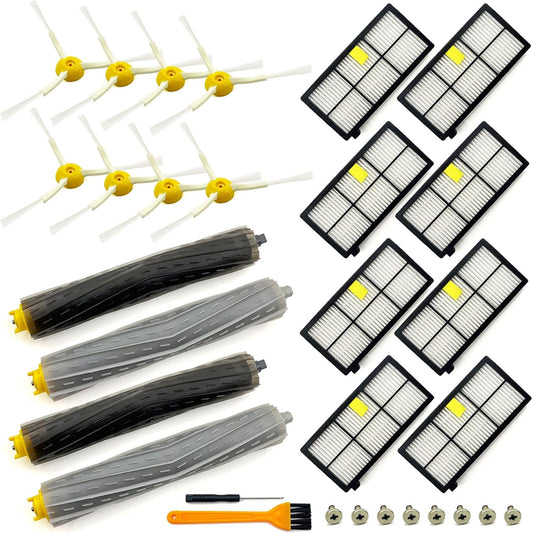 18 Pack Replacement Parts Compatible with iRobot Roomba 800 900 Series 805 850 860 861 864 866 870 871 880 890 891 960 980 981 985 961 Vacuum Accessories,2 Set Roller Brushes,8 Filters,8 Side Brushes