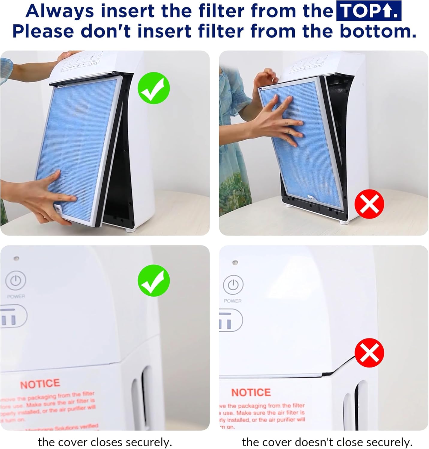 Membrane Solutions MSA3/MSA3S Genuine Air Filter Replacement 1 Pack, Upgraded 4-in-1 H13 True HEPA Filter with OdallerPure Technology