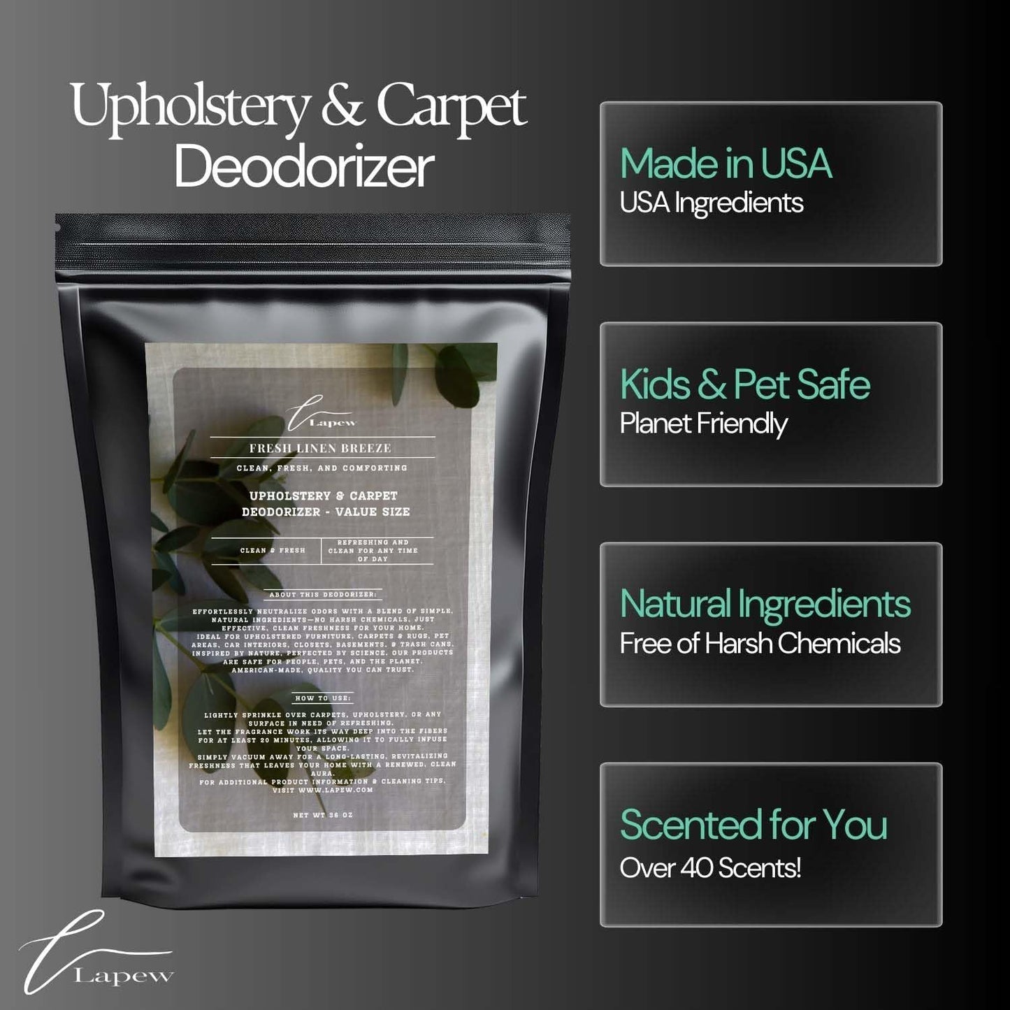 Fresh Linen Breeze Carpet Freshener Powder Refill 36 oz | Powerful Odor Eliminator for Home | Upholstery Deodorizer | Carpet Deodorizer | Pet Urine | Cat Litter Box