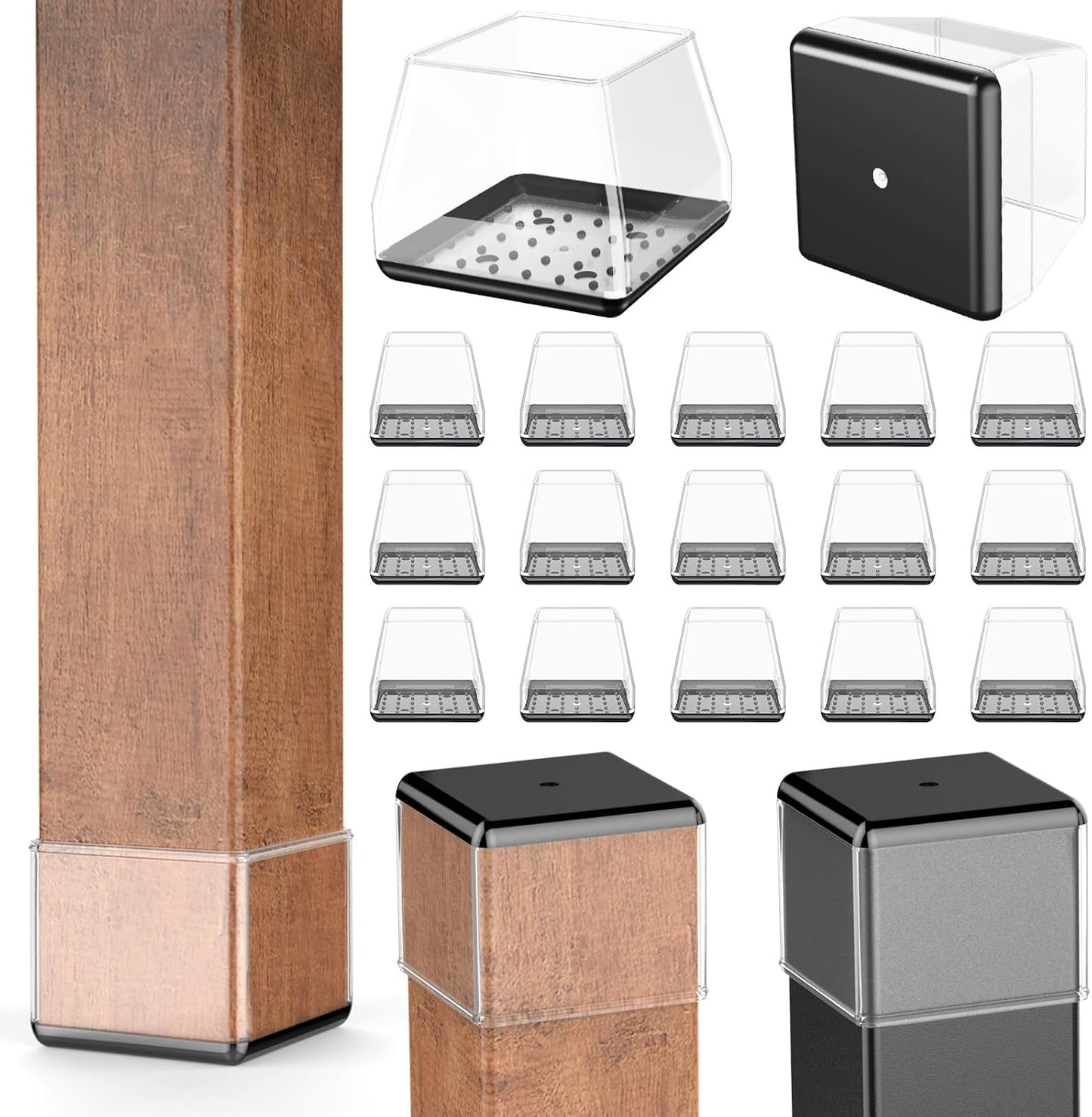 Furniture Sliders,24 PCS Square Chair Leg Sliders for Carpet, Furniture Movers Sliders, Carpet Chairs Furniture Glides, Floor Protectors, Carpet Moving Sliders Easily Move.(Clear,Fit:0.67-0.87").