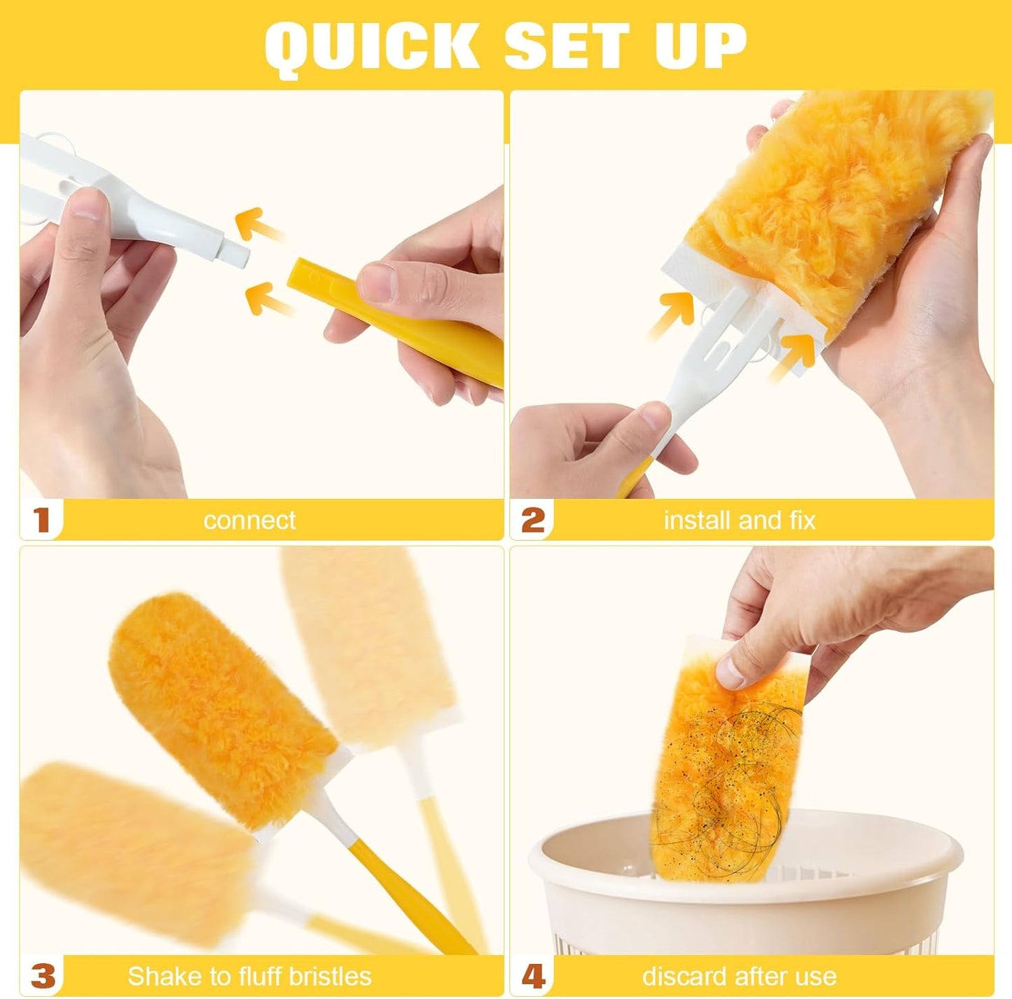 360° Heavy Duty Duster Refills for Swiffer Duster,30 Pack & 1Handle 4X Faster Electrostatic Deep Duster Kit for Cleaning, Pet Hair, Blinds & Car Vents,Lasts 2+ Months, Eco-Friendly & Gift-Ready