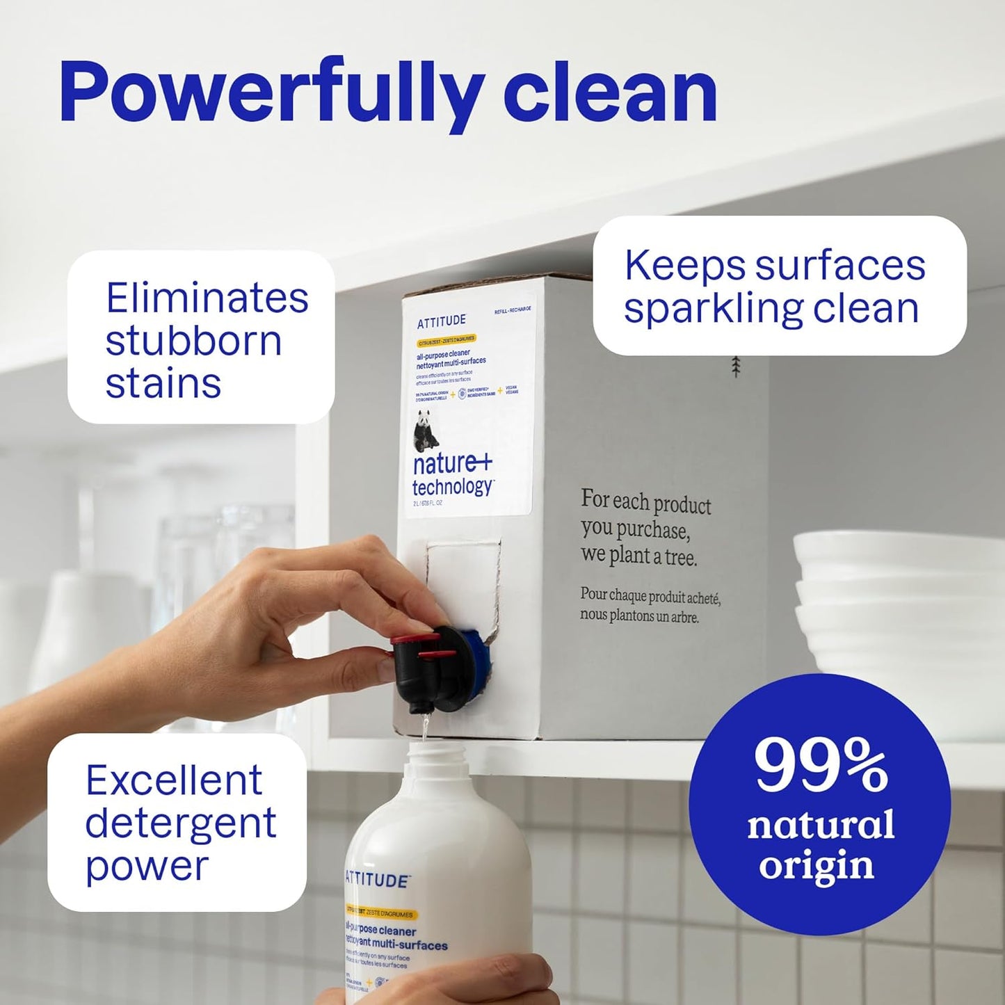 ATTITUDE All Purpose Cleaner Spray, EWG Verified, Vegan, Made with 94% Plant-Based Ingredients, Streak-Free for Kitchen, Bathroom, Glass & More, Citrus Zest Scent, 27.1 Fl Oz (Pack of 6)