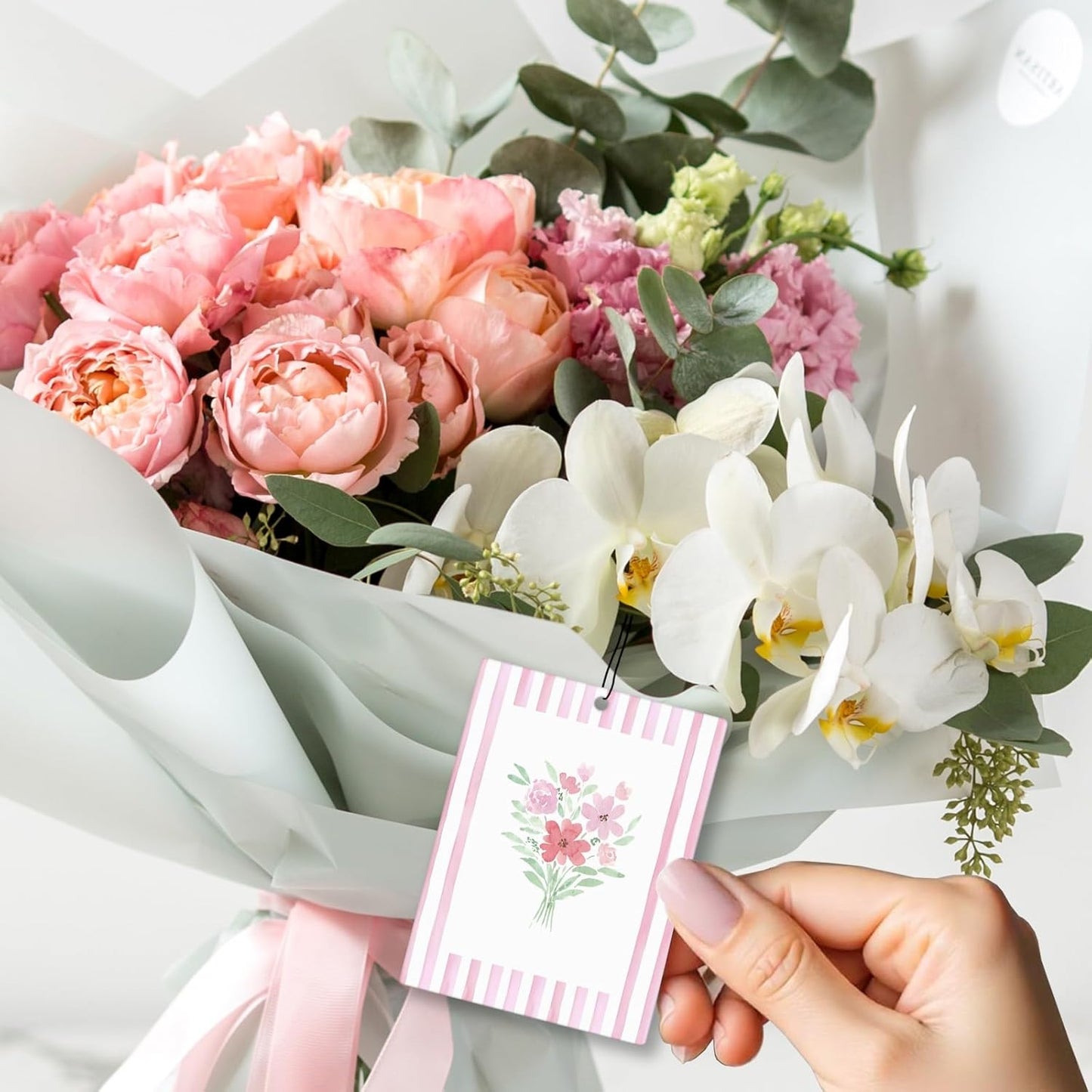 Girly Pink Floral Car Air Freshener 4 Pcs, Preppy Pink Striped Flower Hanging Scents Air Freshener for Women Girls Gifts, Cute Aesthetic Scented Car Accessories Decor for Room Closet Drawer