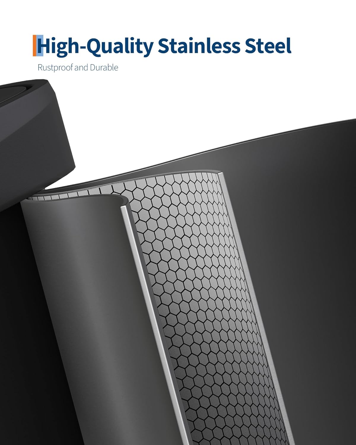 Garvee 21 Gallon / 80 Liter Metal Trash Can with Lid, Large Garbage Can for Kitchen, Rustproof Step-on Kitchen Metal Trash Bin with Liner Rim, Rear Handle, Soft Close Plastic Lid, Black