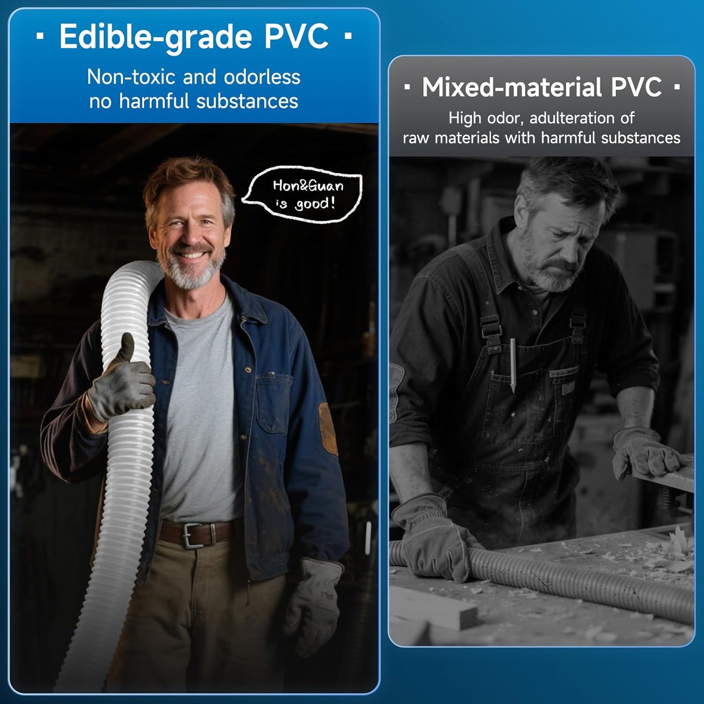 Hon&Guan 4" x 20' Dust Collection Hose, Flexible Clear Odorless PVC Dust Collector Hose with Carbon Steel Wire, Puncture Resistant Dust Hoses for Woodworking Dust Collecting System