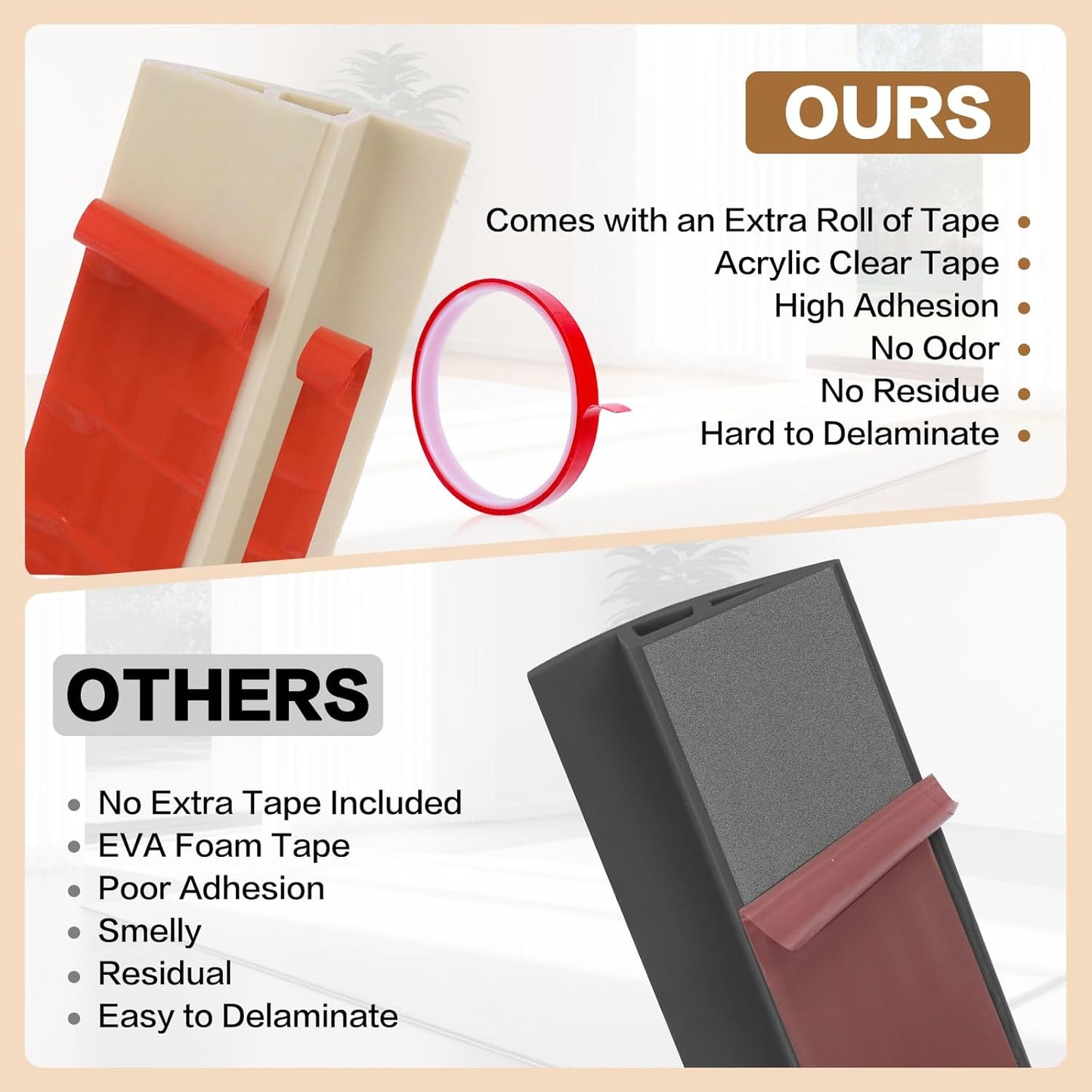 Floor Transition Strip Vinyl Door Threshold Ramp Self Adhesive Carpet Edging Strip Doorway Edge Trim, Overlap Edge Reducer for Laminate Carpet, Floor, Tile (Yellow Wood, 2/5" to 3/5", 3.3Ft)