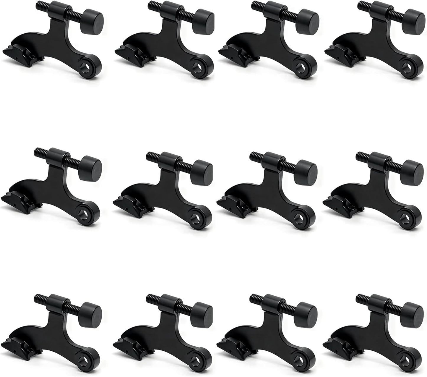 12 Pack Hinge Pin Black Door Stopper, Adjustable Heavy Duty Hinge Pin Door Stop with Black Rubber Bumper Tips