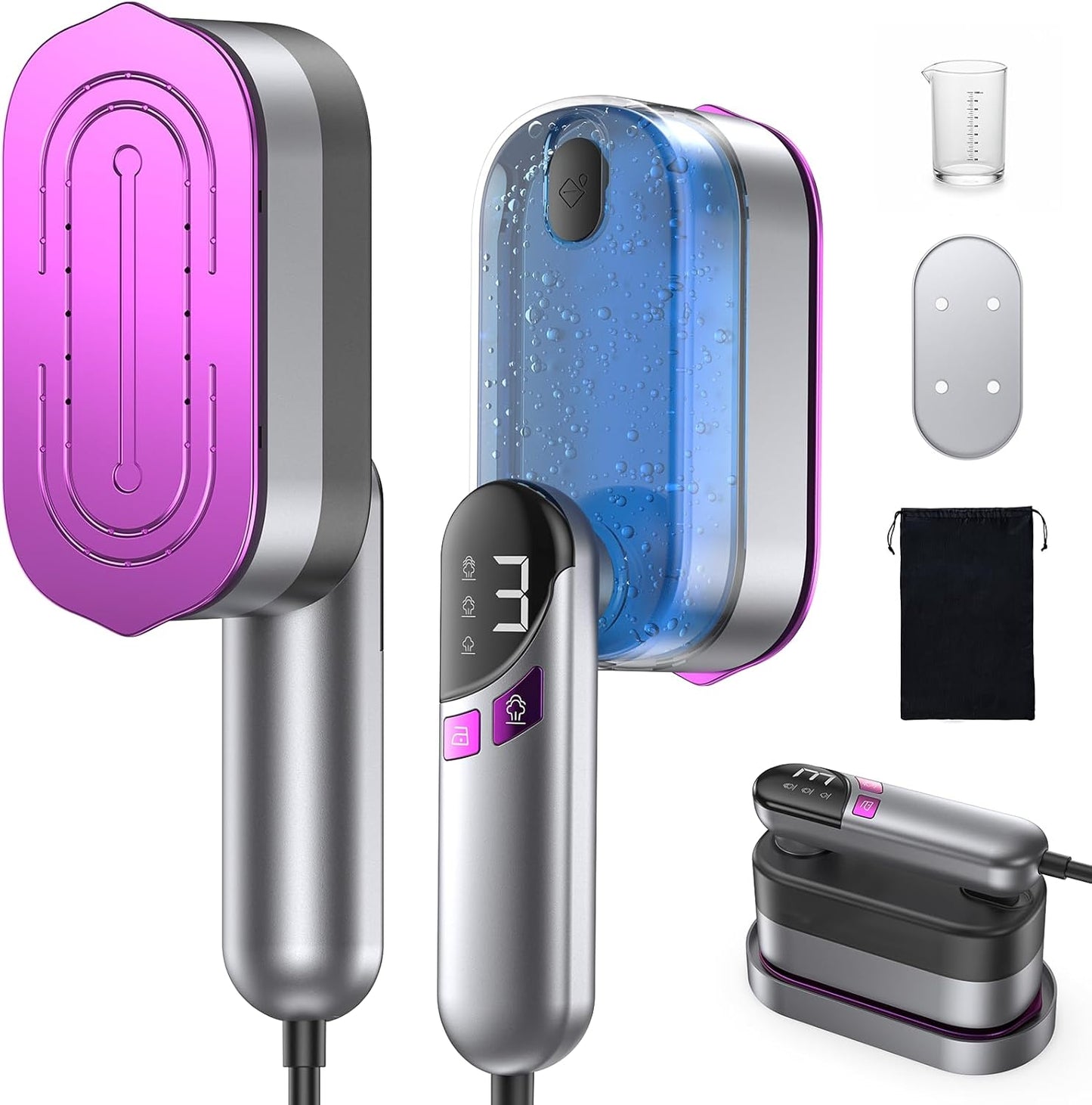 2-in-1 Handheld Steamer and Iron for Clothes, 1000W Travel Steamer with Ceramic Soleplate, 9s Fast Heat-Up, Leak-Proof 170mL Tank, Self-Clean, Portable Wrinkle Remover for Home & Travel, 120V