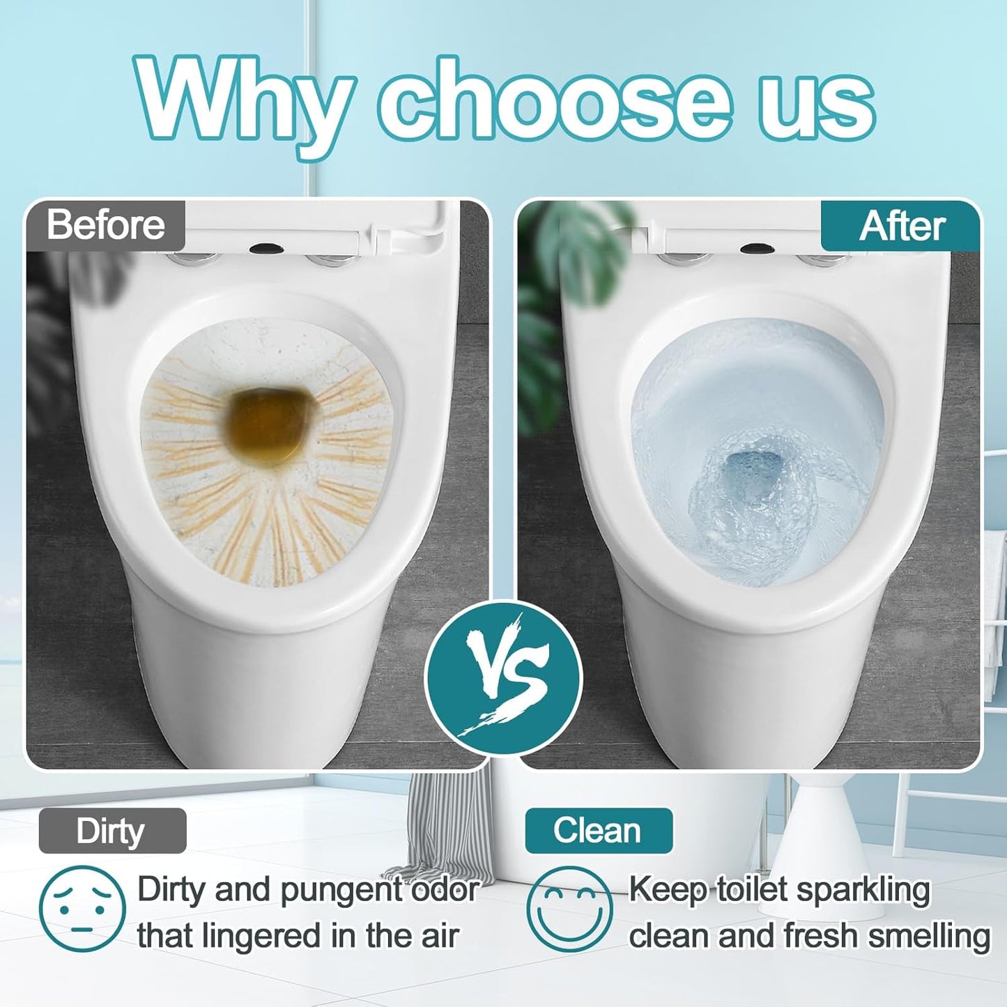 Toilet Bowl Cleaner Tablets 40 Packs, Two Colors Toilet Bowl Cleaners with Sustained-Release Technology, Keep Bathroom Toilet Stain Free and Prevent Limescale Buildup, 106oz