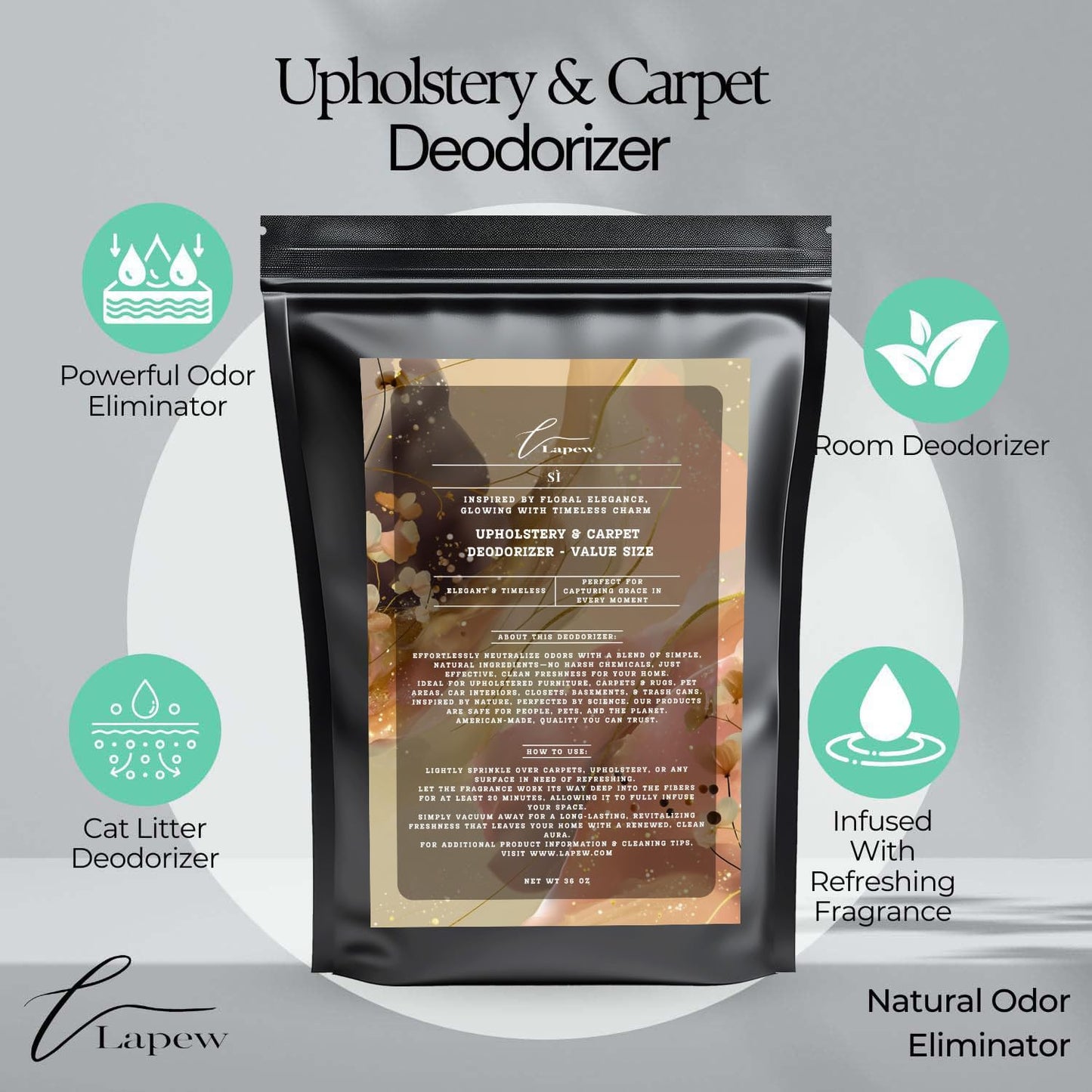 Sì Carpet Freshener Powder Value Size 36 oz | Powerful Odor Eliminator for Home | Upholstery Deodorizer | Carpet Deodorizer | Cat Litter Box | Sì Armani Fragrance