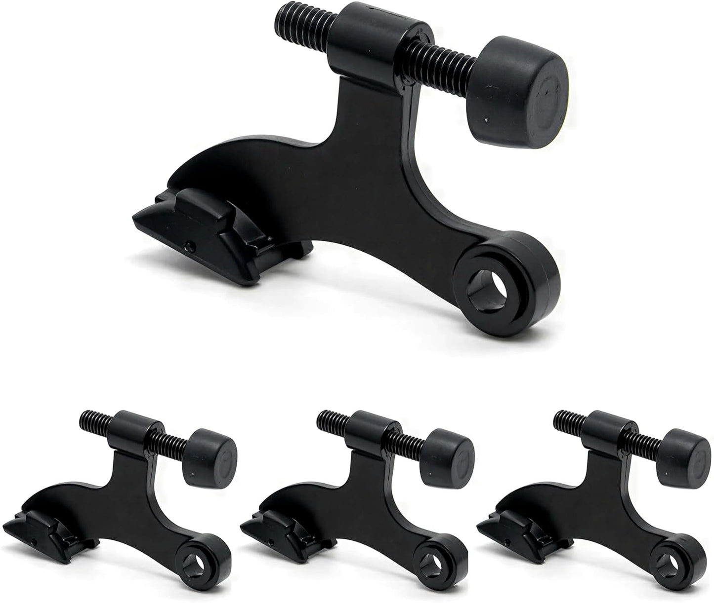 4 Pack Hinge Pin Black Door Stopper, Adjustable Heavy Duty Hinge Pin Door Stop with Black Rubber Bumper Tips