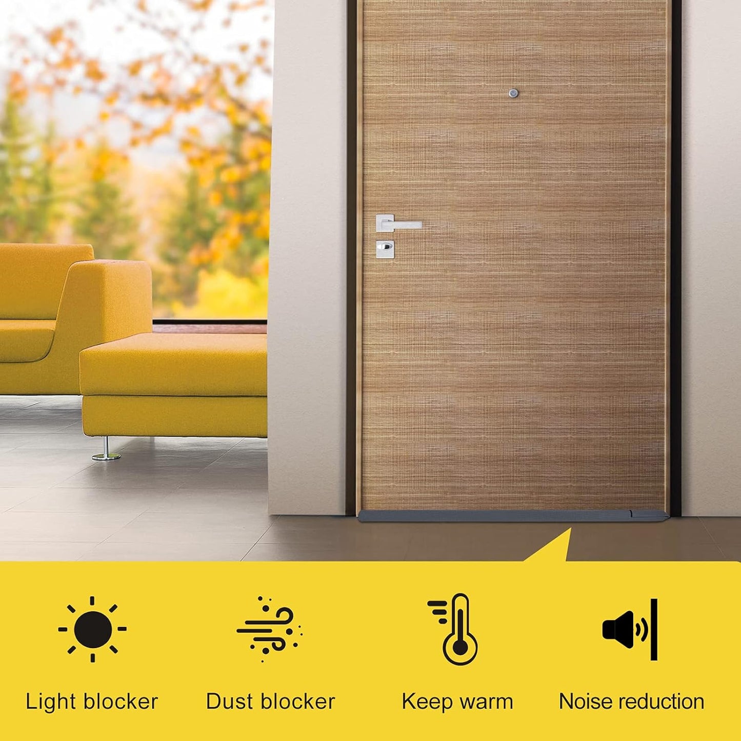 fowong Door Draft Stopper 36 Inch Adjustable Draft Stopper for Bottom of Doors, 30" to 36" Soundproofing Noise Blocker Cover Gap up to 1.5", Grey