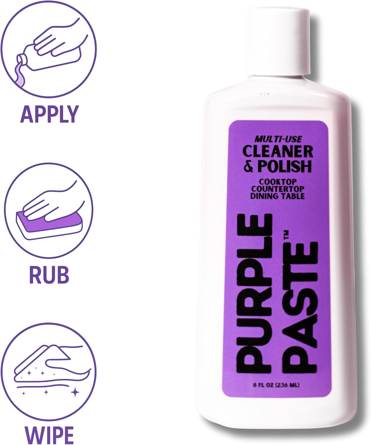 Purple Paste All Purpose Cleaning & Polishing Paste – Tough Stain Remover for Kitchen, Bathroom, Oven, Stove, Tile & Grout – Multi-Surface Cleaner Made in USA, 8oz (Pack of 6)