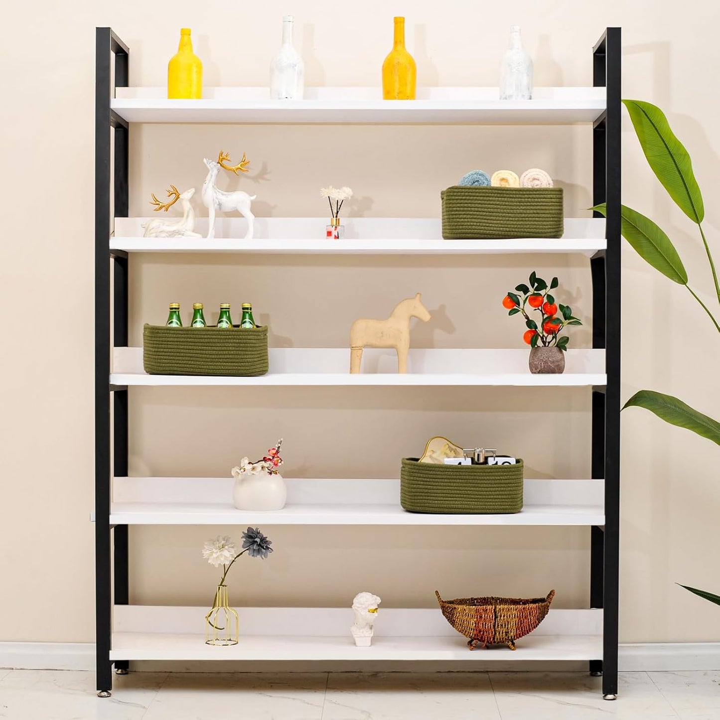 Small Green Storage Baskets for Organizing Shelves, Cute Woven Baskets for Storage, Organizer Basket for Decor, Gift Basket, 13"×8.5"×5.1" (3 Packs) Green