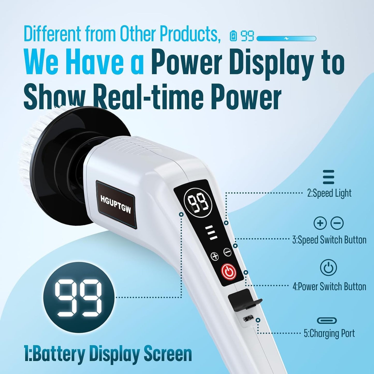 Electric Spin Scrubber, Cleaning Brushes for Household Use with 8 Replaceable Brush Heads, Power Scrubbers for Cleaning Bathroom, Extension Bath Brush Long Handle for Shower, Tub, Kitchen, Tile, Floor