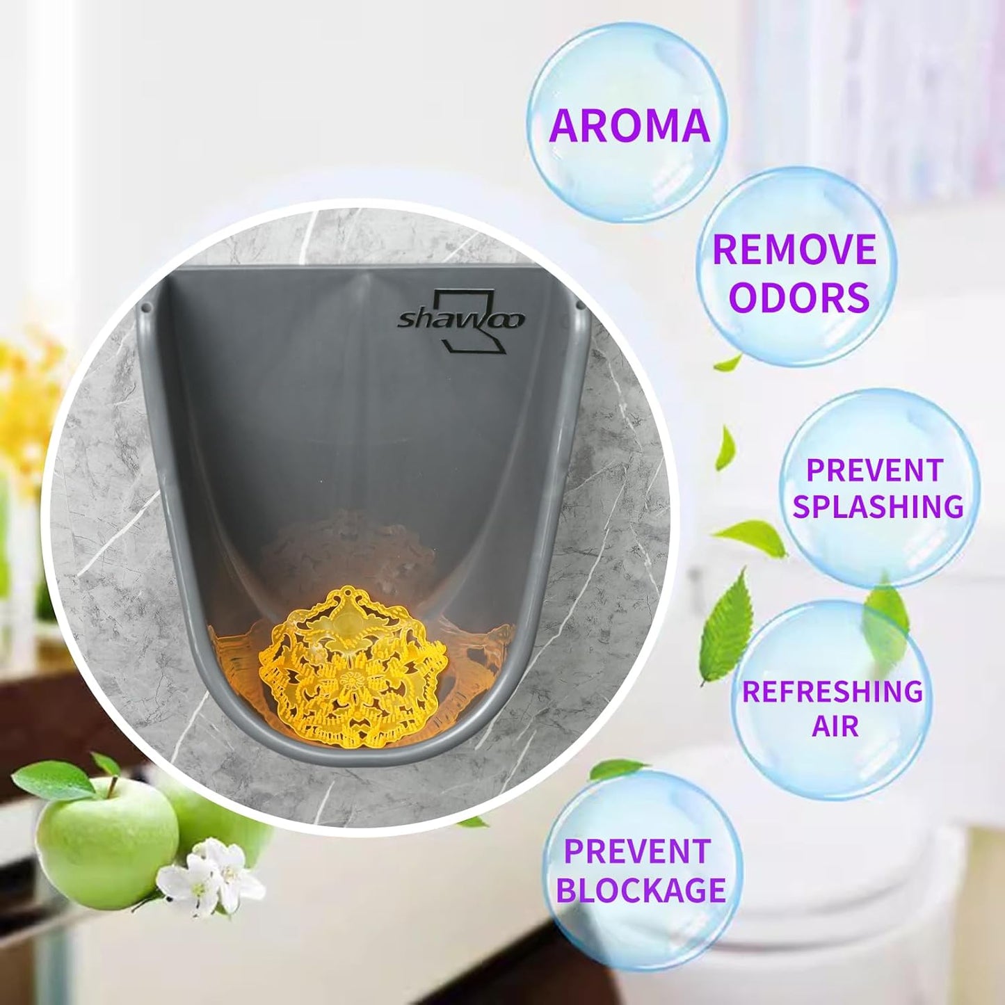 Urinal Screen Deodorizer (12 slice) Urinal Cakes Anti-Splash Odor Protection for Toilets in Bathroom Office Stadiums Schools with Free Gloves - 12 slice Ocean Breeze Scent