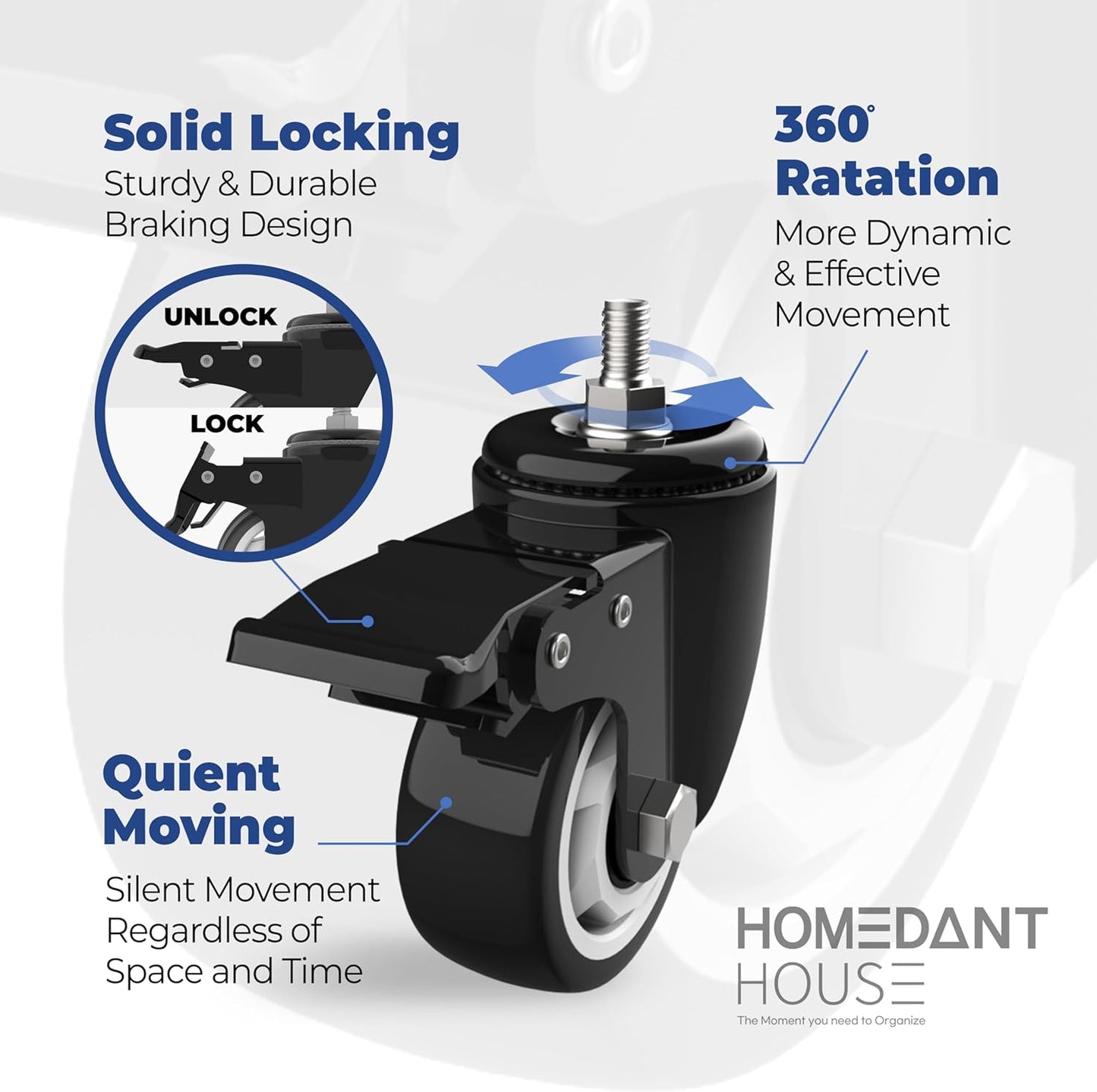 HOMEDANT House White 5-Tier Metal Rolling Cart Shelf Rack Casters Heavy Duty Wheel Shelving Unit Adjustable Utility Storage Shelves Organizer Shelf Kitchen Garage 36.2" W x 16.5" D x 69.5" H 4Pack