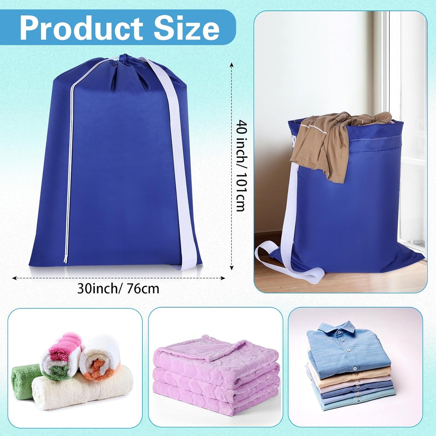 10 Pcs Nylon Extra Large Laundry Bag with Strap Travel Laundry Bags with Drawstring Closure Portable Cloth Bag for College Dorm Apartment Dwellers(Dark Color,28 x 40 Inch)