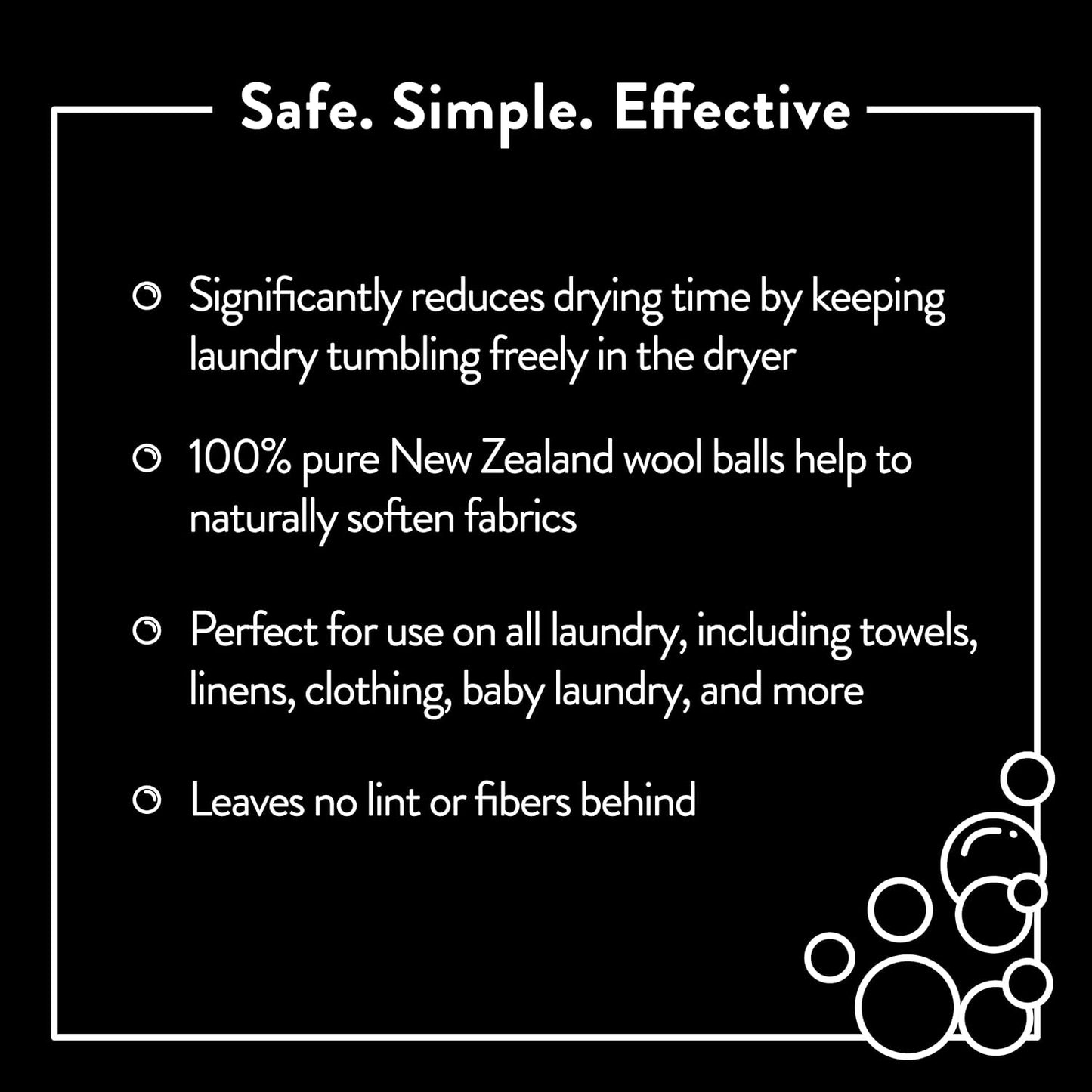 Molly's Suds Wool Dryer Balls | XL, Premium Organic Fabric Softener, Hypoallergenic, Hand-Felted, Reusable, Reduce Drying Time | Black, Set of 6