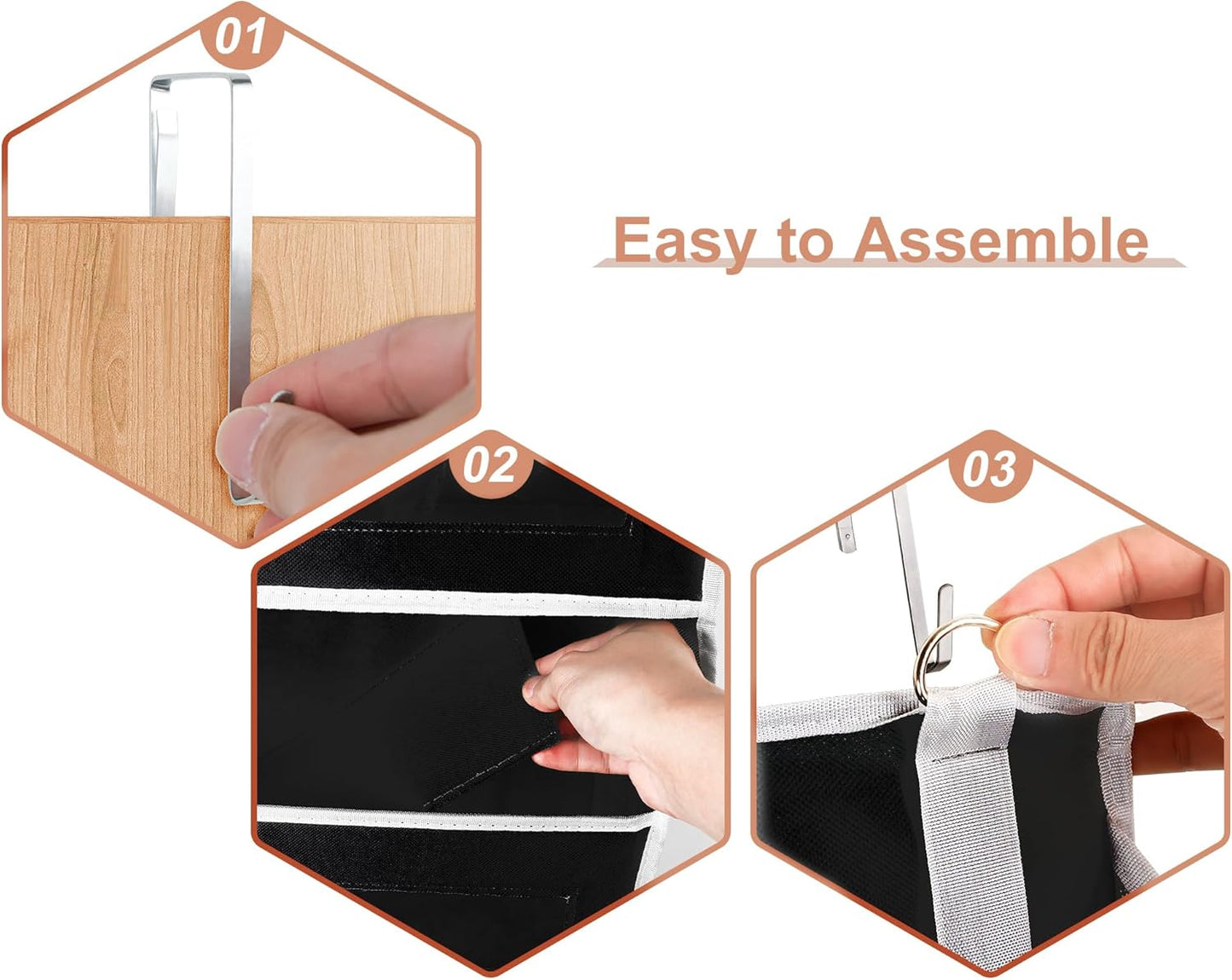 2 Packs 5-Tier Over the Door Storage Organizer with 10 Side Mesh Pockets, 48 lbs Load Capacity, 3 Hooks Design, Hanging Organizer with Clear Windows for Bathroom, Bedroom, Nursery, Kitchen-Black