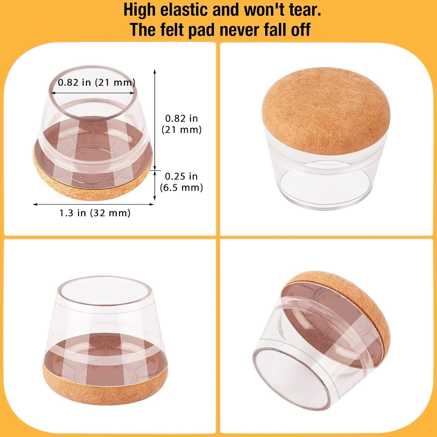 32 Pcs New Chair Leg Floor Protectors, Silicone Chair Leg Protectors for Hardwood Floors, Chair Leg Caps, Chair Leg Covers Protect Wooden Floors from Scratching, Thick, Won't Tear