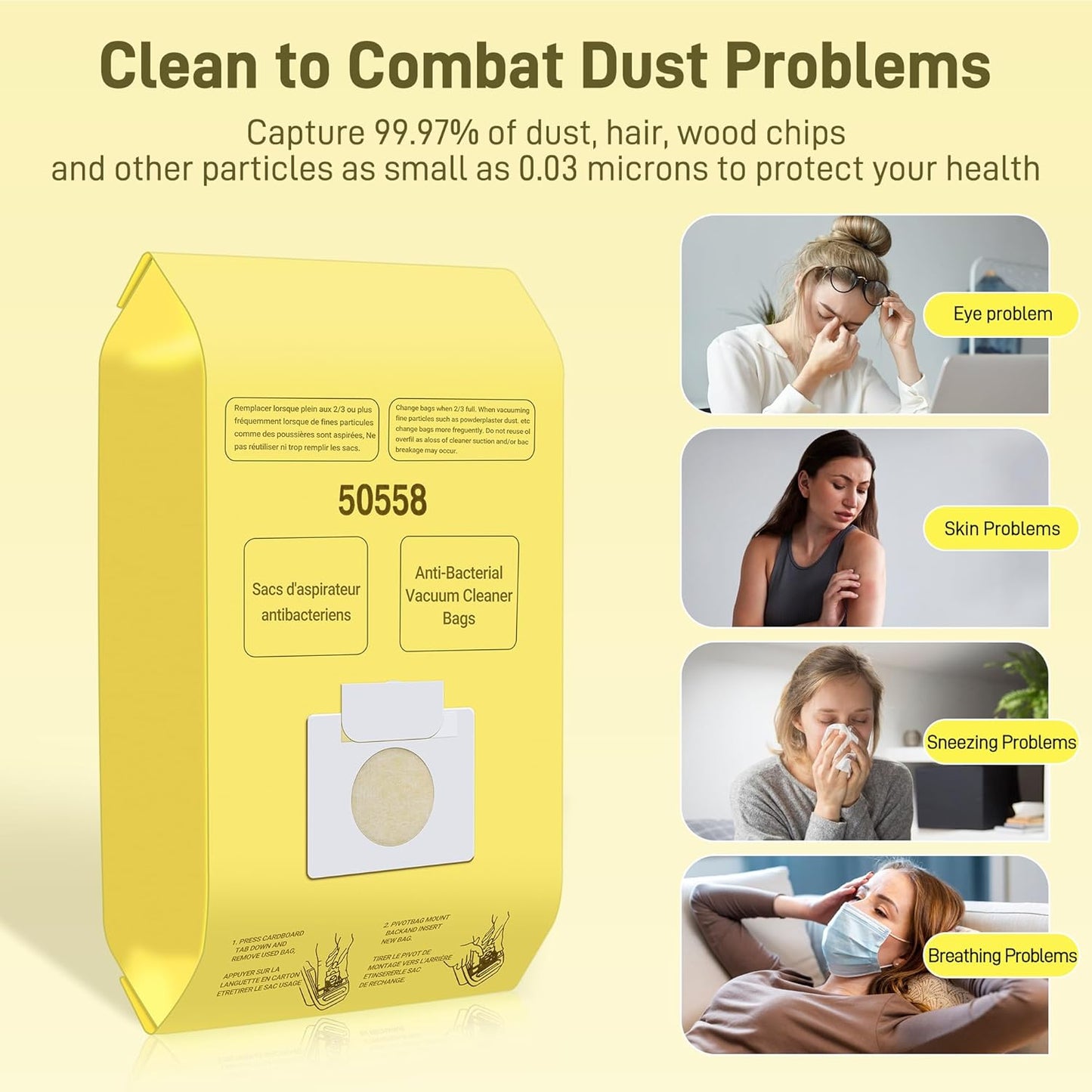 50558 Vacuum Cleaner Bags Replacement for Kenmore Canister Type C/Q 5055, 50555, 50557, 50558 and Pana·sonic Type C-5, C-18, 200 Series, 400 Series, 600 Series, 800 Seires Vacuum - 36 Pack