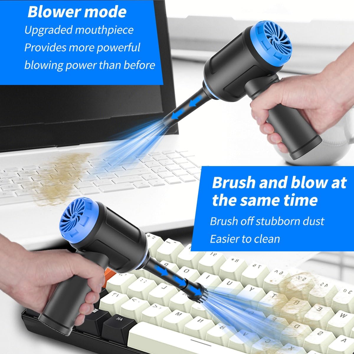 Air Duster - Computer Vacuum Cleaner - for Keyboard Cleaning - Cordless Canned Air - 110000RPM Powerful PC Cleaner(VC08)