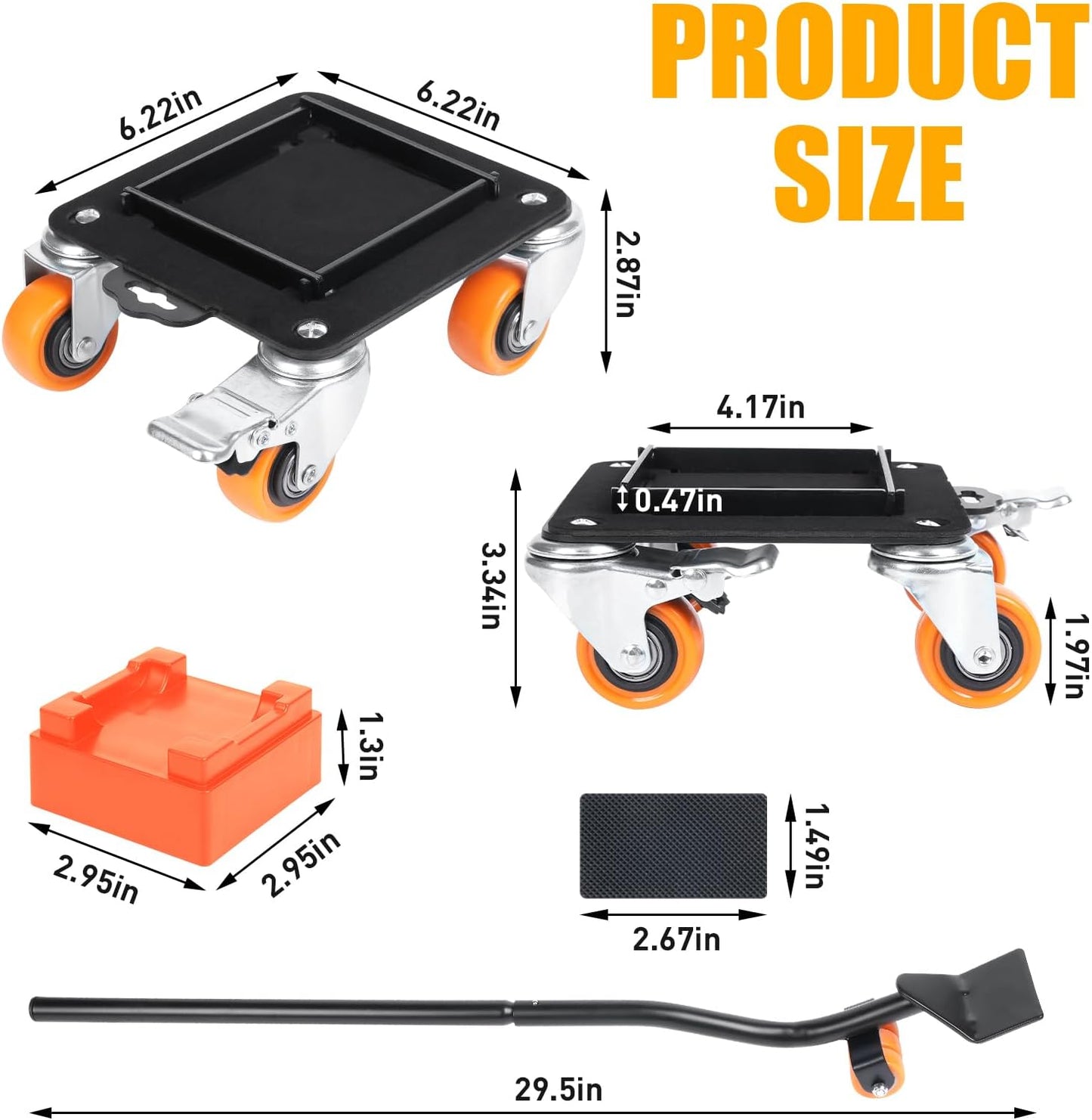 Furniture Movers with 4 Wheels,Heavy Duty Furniture Lift Mover Tool Set with 2000 lbs Load Capacity, Easy Sliders Dolly with Removable Side Guards&Brake, for Moving Appliance,Sofa etc