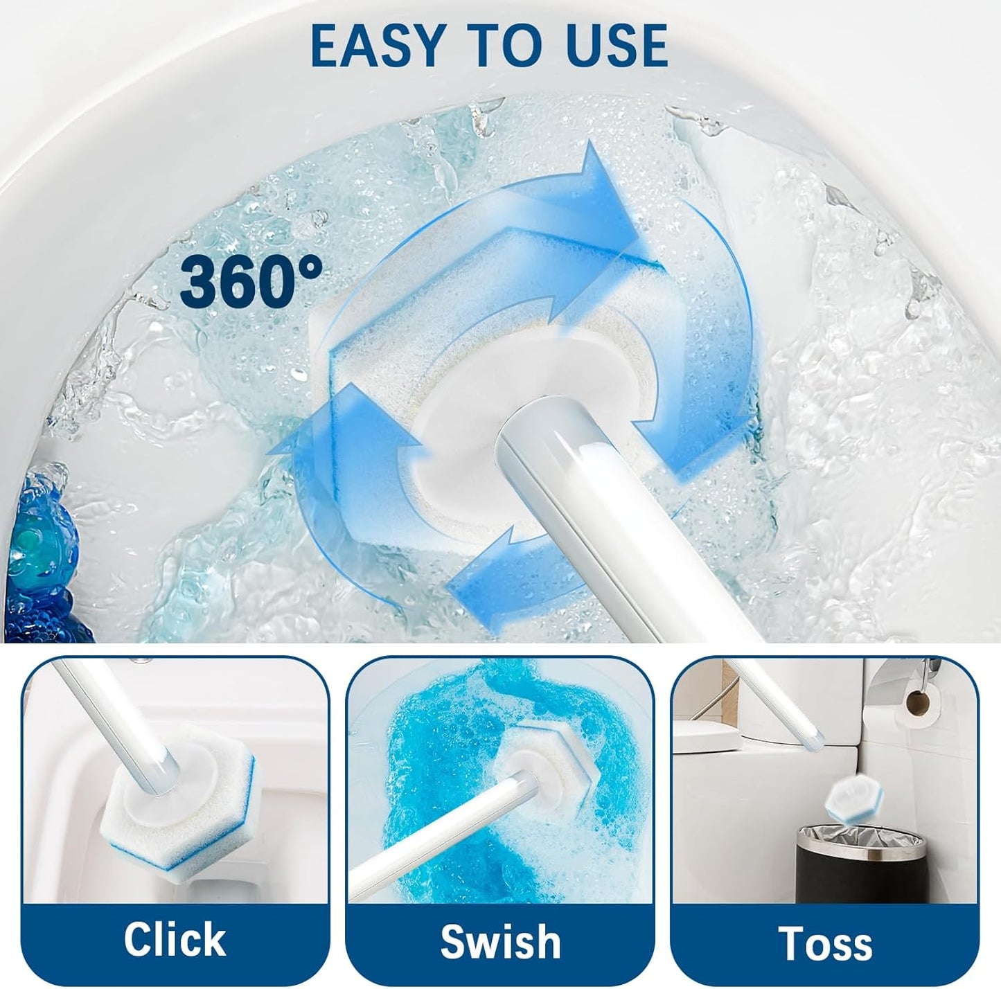 50 Pcs Disposable Toilet Brush Refills, Toilet Bowl Cleaning Wand Refills, Toilet Brush Replacement Head for Bathroom and Toilet Cleaning