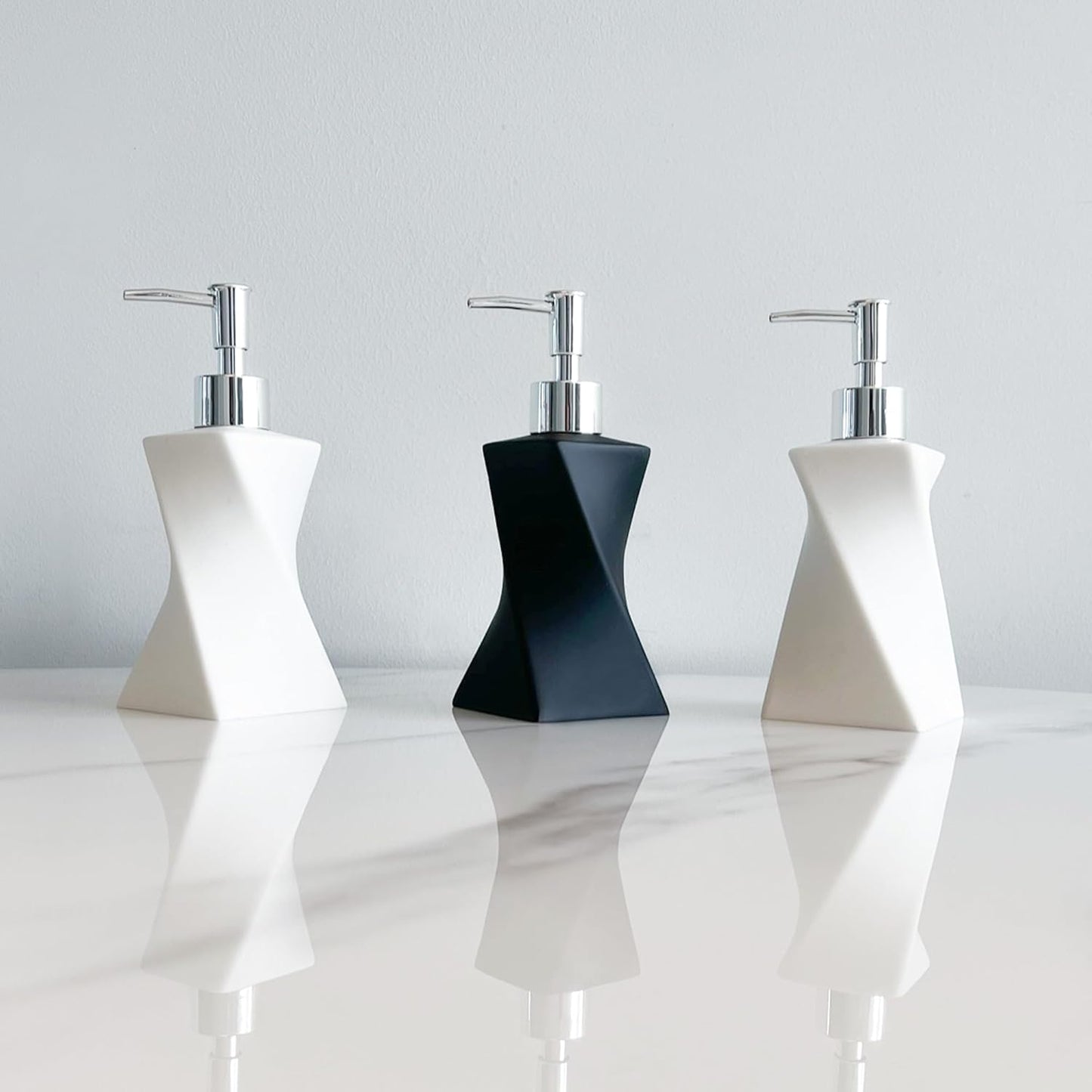 Soap Dispenser Pump Head Replacement 3 Pack, 28/400 Threads Standard Size, for Bathroom and Kitchen (Clear Silver)