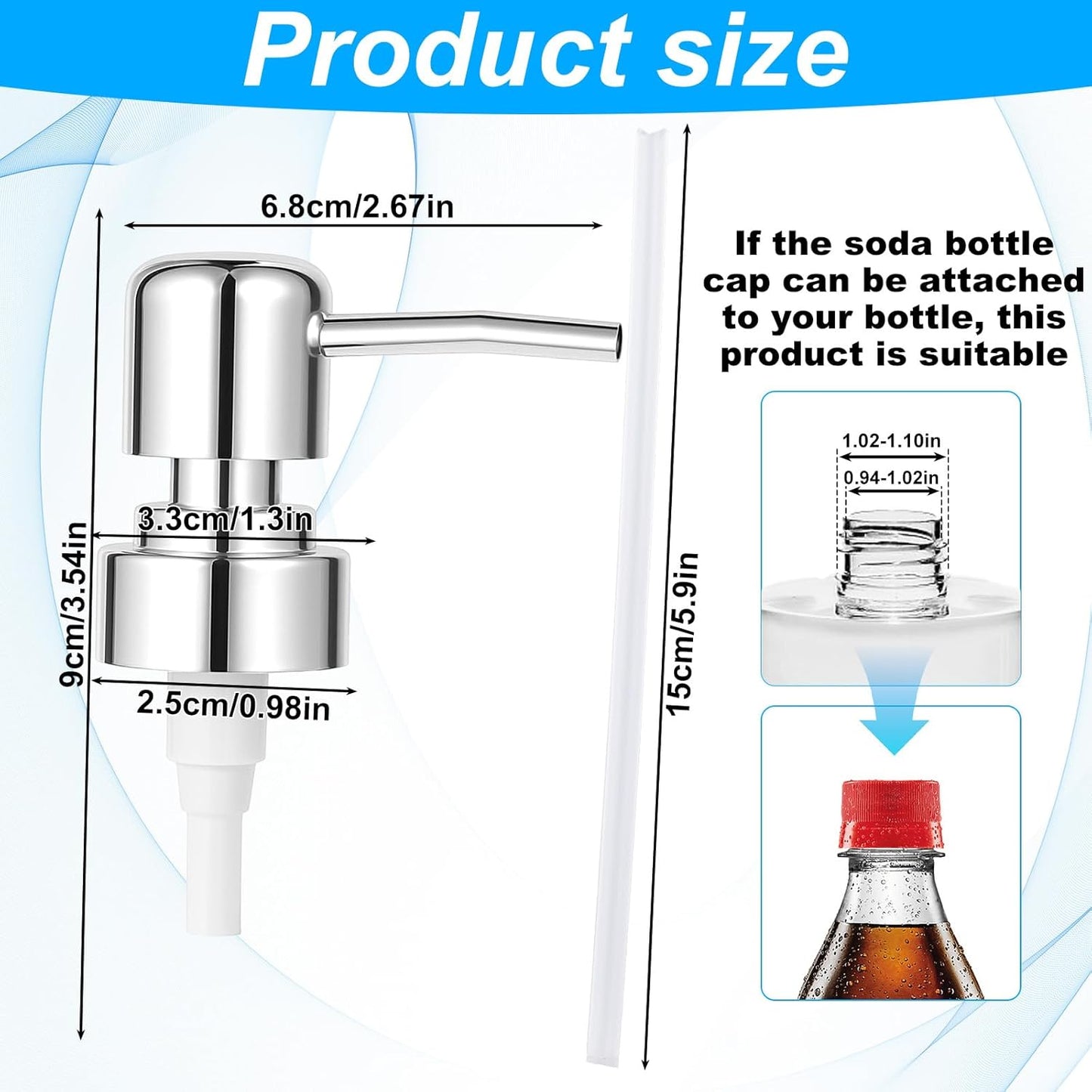 2 Pack Soap Dispenser Pump Replacement Top Dispenser Pumps Refill Dispensers Liquid Hand Soap Dispensers Soaps Pumps Replacement for Lotion Regular Glass Mouth Bottles, Silver