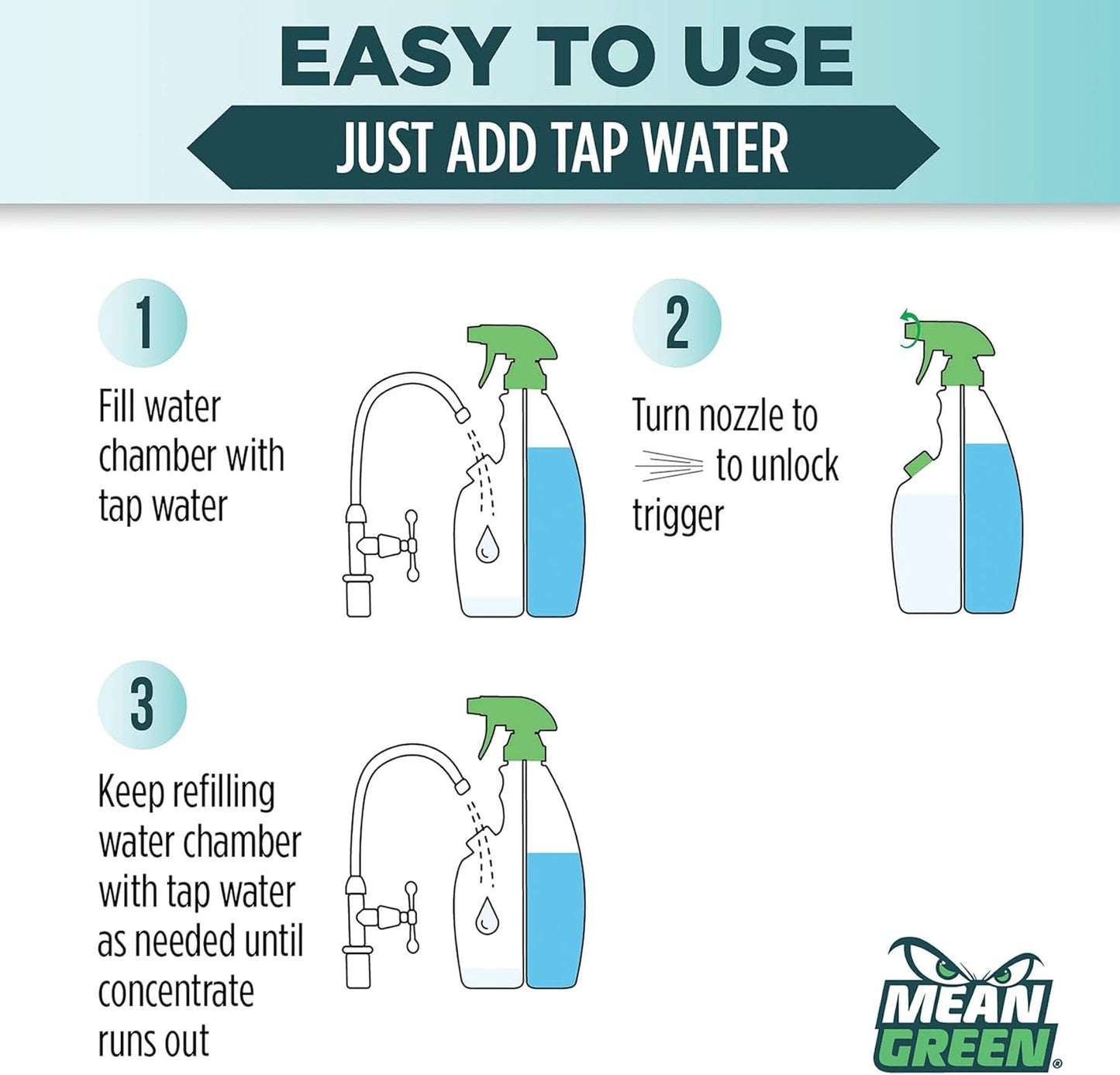 Mean Green Refillable Ultra Powered CONCENTRATE Glass Cleaner, Fresh, 14.3 Ounce 2-Pack