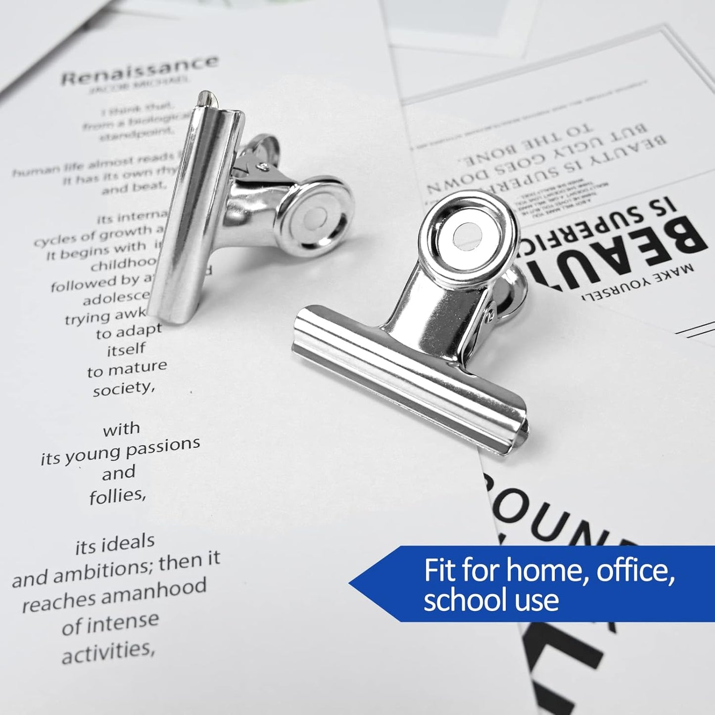 30 Pack Small Bull Clips 1.22 Inch Mini Metal Hinge Clips Binder Paper Hinge Clip for Office, Home, School, Shops, Silver, 31mm