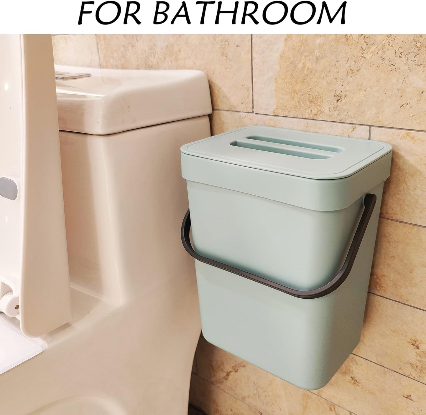 stonespace Compost Bin Indoor Kitchen Sealed, Mountable Compost Bucket, Hanging Food Waste Bin for Kitchen,1.3 Gallon/ 5L Blue