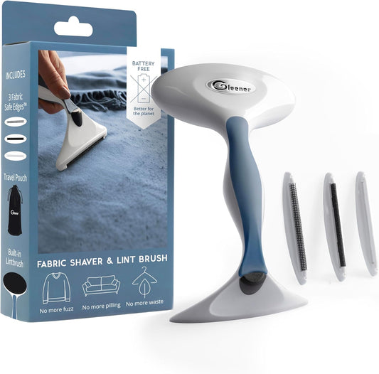 GLEENER Battery-Free Fabric Shaver & Lint Brush | Ultimate Fuzz Remover Sweater Comb | Lint Remover and Depiller for Clothing & Furniture (Slate Blue in Carton Box)