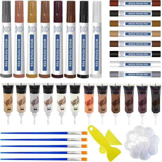 Multi-Color Wood Filler Kit | Professional Repair for Furniture & Flooring | Non-Toxic Fast-Drying Putty (Tools Included)