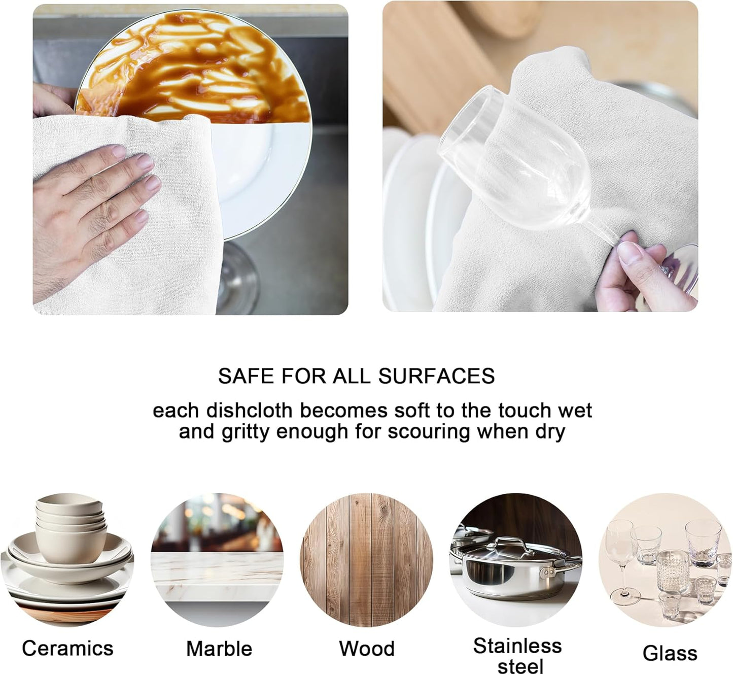 kimteny 13x28 Inches Kitchen Cloth Dish Towels, 400 GSM Premium Dishcloths, Super Absorbent Coral Velvet Microfiber Cleaning Cloths, Fast Drying Rags for Washing Dishes (12 Pack, White)