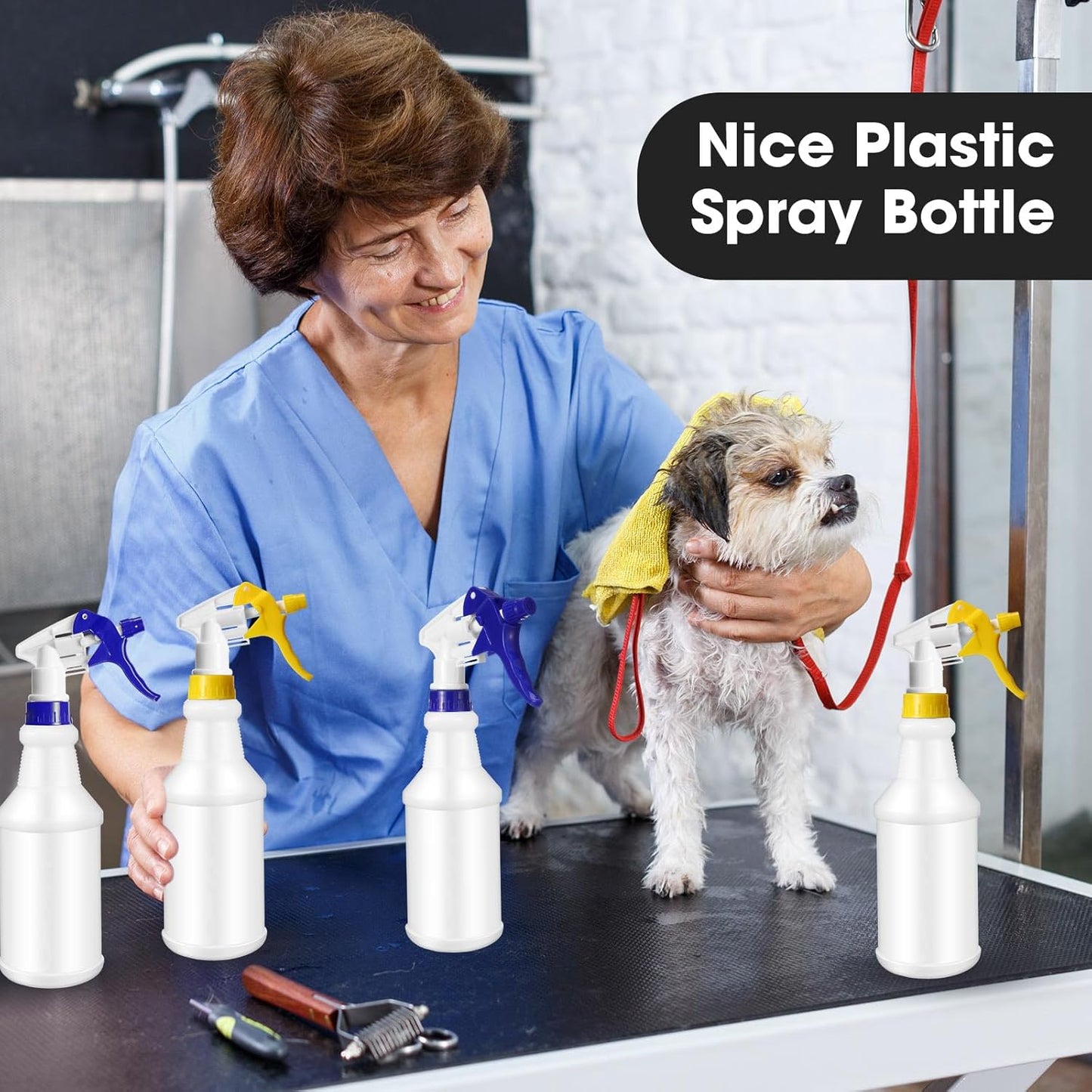 Eccliy 12 Pcs 16 Oz Plastic Spray Bottle, Adjustable Empty Reusable Sprayer for Cleaning, Planting, Water, Bathroom and Kitchen, BBQ, Commercial and Residential(Yellow, Blue,Original)