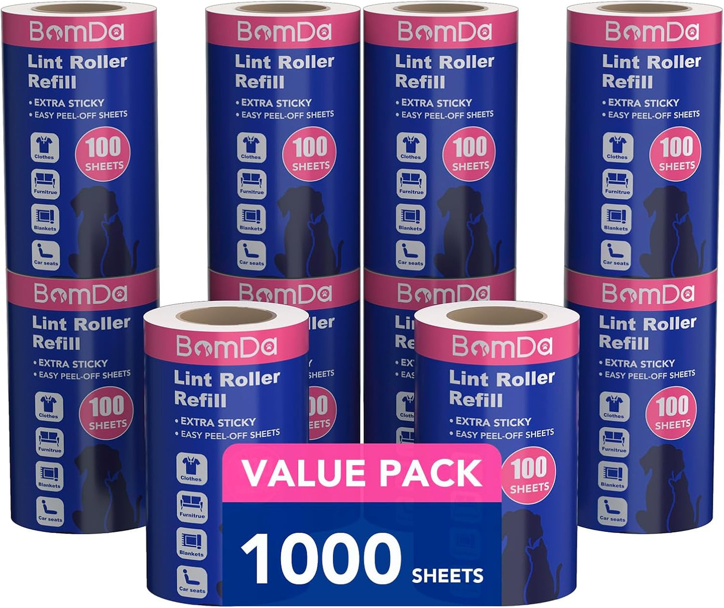 Extra Sticky Lint Roller for Pet Hair, Lint Rollers 1000 Sheets, Pet Hair Lint Remover, Portable Lint Roller for Clothes, Furniture, Dog & Cat Hair (1000 Sheets)