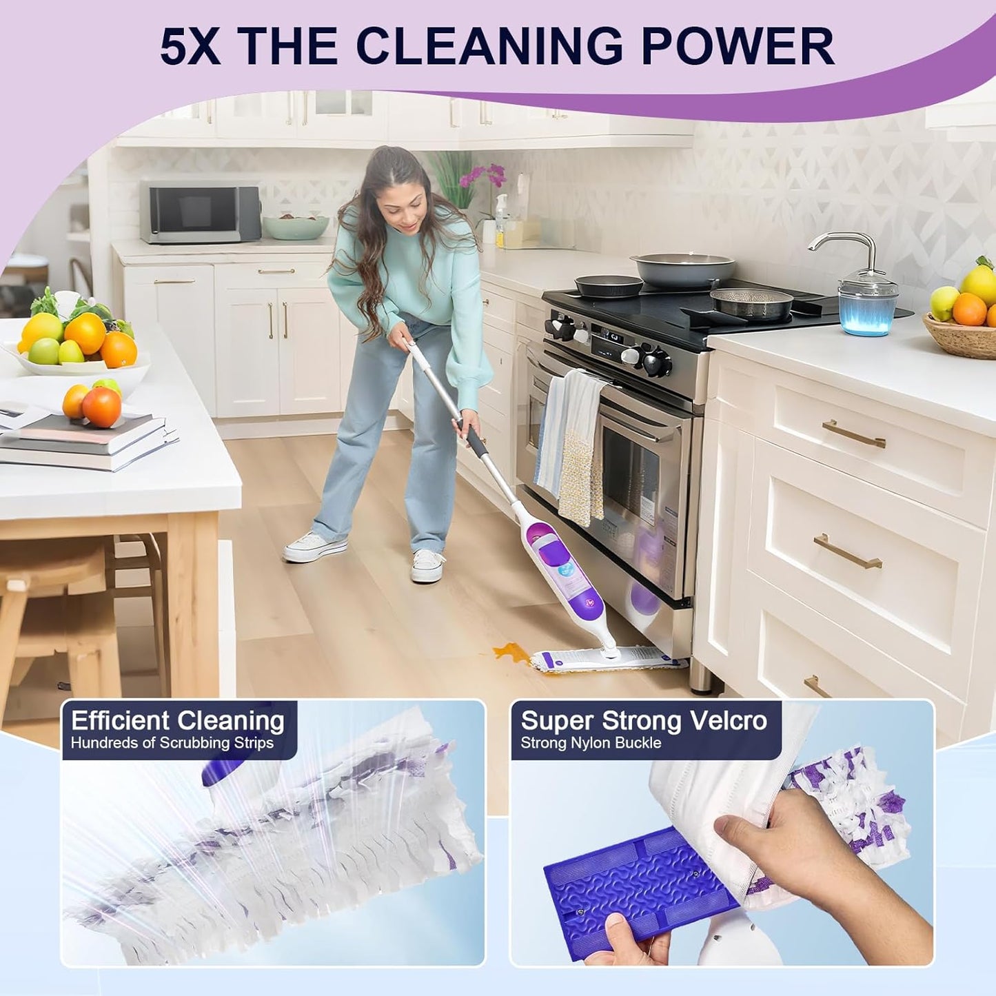 32 Pcs 5X Cleaning Power Mop Refills for Swiffer Power Mop, Unscented 14-Layer Thickened Disposable Mopping Pad Refills, for All Finished Floors