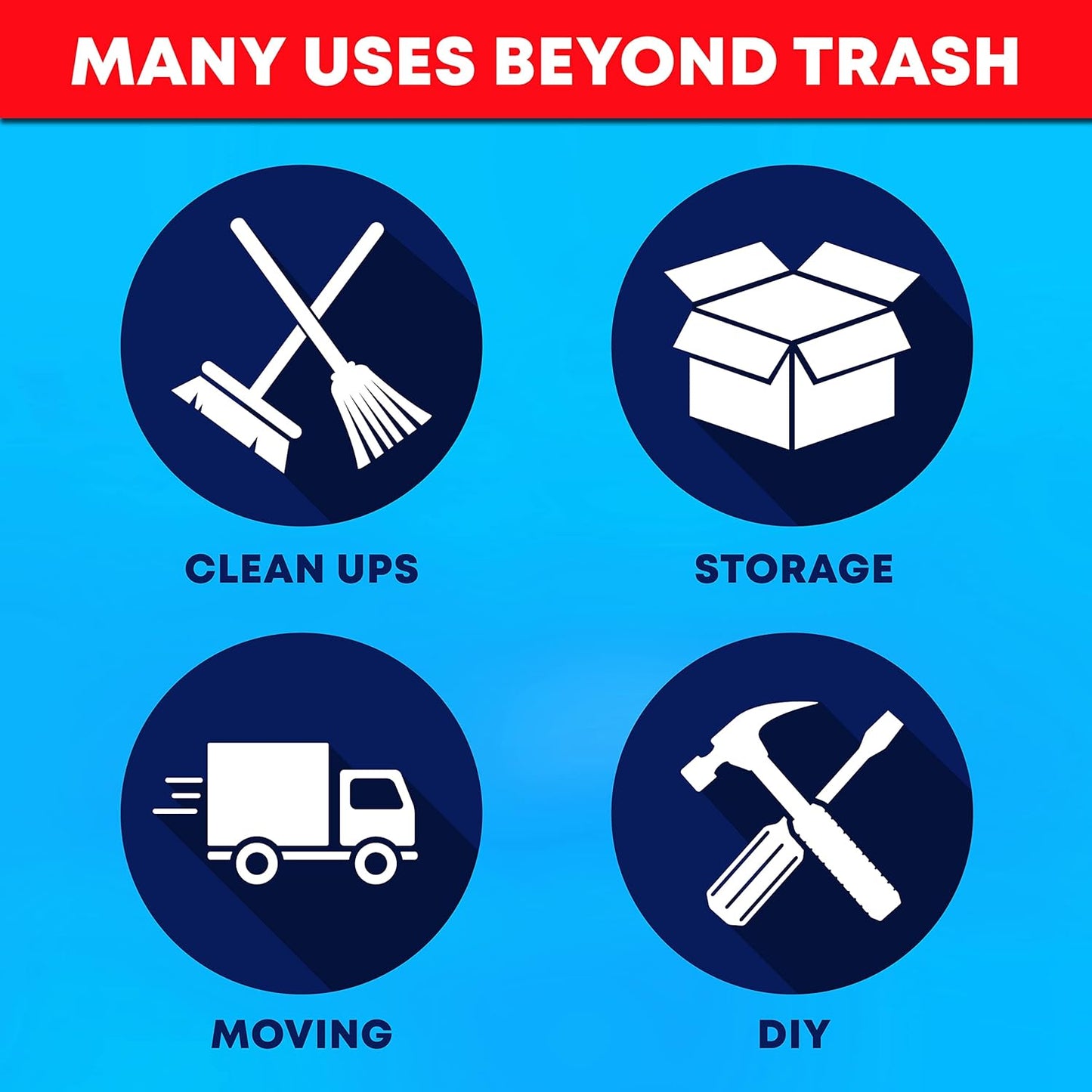 Tasker 30-33 Gallon Trash Bags Heavy Duty (MegaValue Pack 250 Count) Large Black Garbage Bags 30 Gallon - 32 Gallon - 33 Gallon- 35 Gallon. High Density Bags