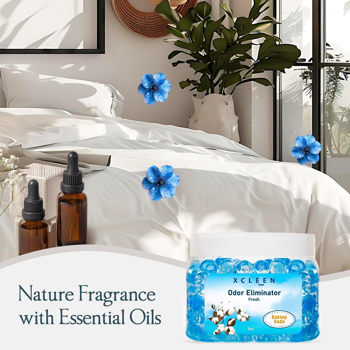 Odor Eliminator Gel Beads 4 Pack 32OZ, Air Freshener with Baking Soda, Long Lasting Odor Absorber for Home Bathroom Car and Pet Odor, Fresh&Lavender Scent