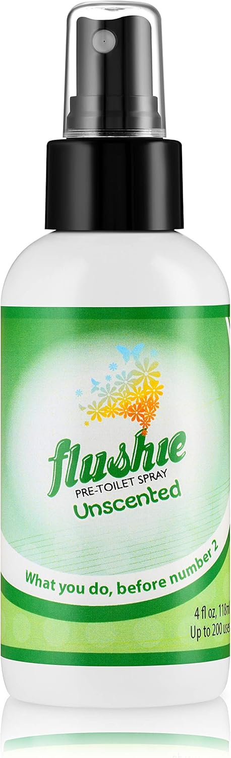 Flushie Pre-Toilet Spray for Poop Travel Size Toiletries Bathroom Spray for Poop Spray for Toilet Deodorizer Traveling Essentials Poop deodorizer Poop Odor eliminator 4oz (Unscented, 3 Pack)