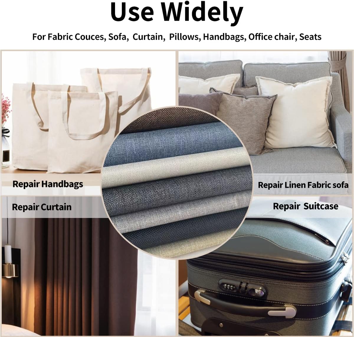 Fabric Repair Patches, 35X79 Inch Linen Repair Tape Self-Adhesive Fabric Patches Durable, DIY Large Linen Tape for Sofa, Couches, Furniture, Chair, Clothing （35X79 Inch, Grey）