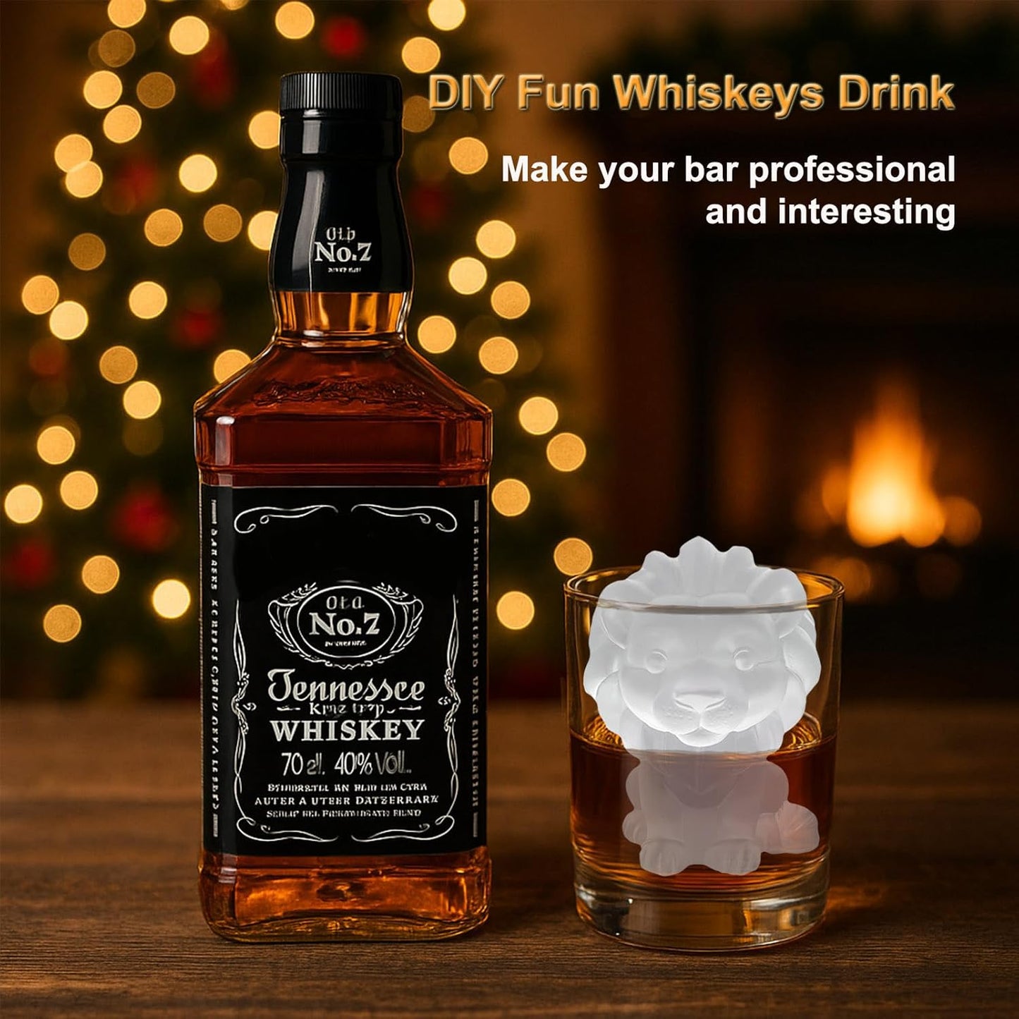 3D Lion Ice Cube Silicone Molds Tray for Whiskey, Cocktail, Drink Decor, Bar; Rich Details. Cute Lions Gifts for Women Kids Girls Boys, Fun Animal Shape Soap Epoxy Resign Mold; 2 Pack