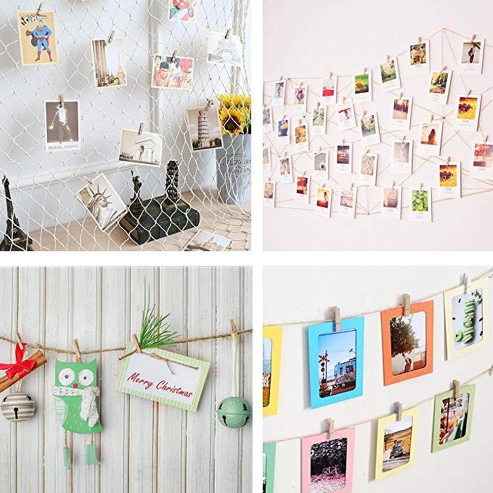 DurReus 50 Pieces DIY Mini Color Wooden Clothespins Home Decoration Hanging Craft Clips Photo Holder Paper Peg Jute Twine Clothing Line Orange