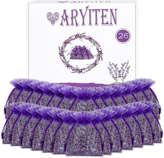 20 Pack Lavender Sachet Bags, 100% Natural French Dried Lavender Sachets for Drawers and Closets, Strong Smell Fragrance Fresh Scents Home