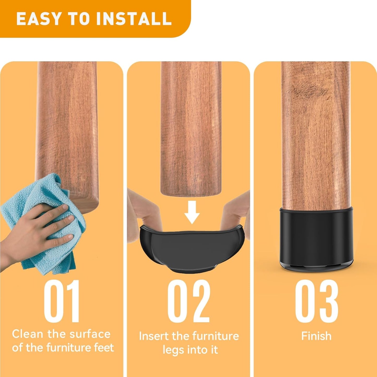 Furniture Sliders,24 PCS Chair Leg Sliders for Carpet, Furniture Movers Sliders, Carpet Chairs Furniture Glides, Floor Protectors, Carpet Moving Sliders Easily Move.(Black, Round Fit:0.67-0.87")