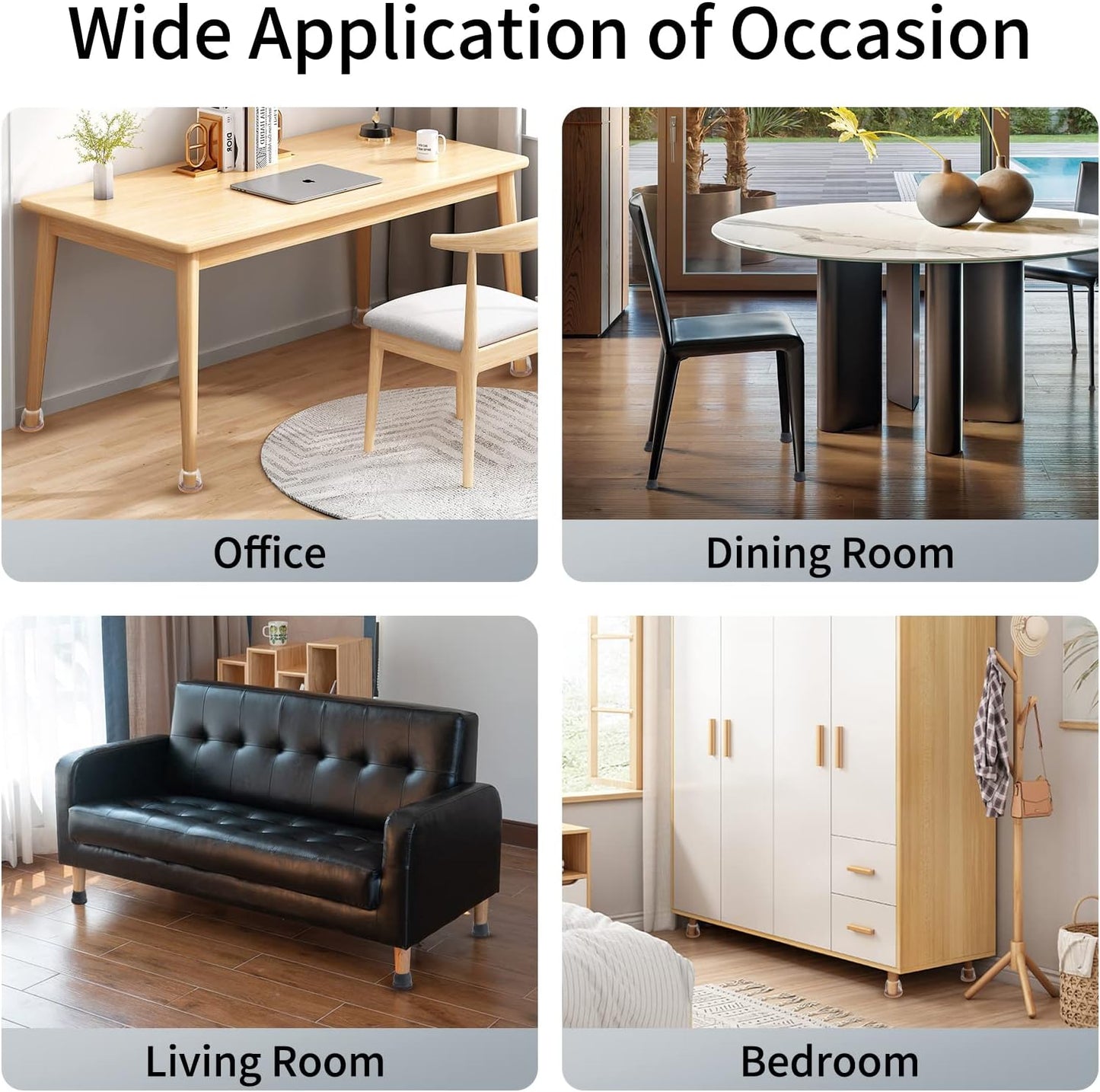 Ezprotekt 8 Pcs Extra Large Chair Leg Protectors with Felt, Silicone Felt Furniture Pads, Floor Protectors for Chair, Bar Stools Leg Protectors Caps, Table Leg Cups Covers (XL Fit: 1.4"-1.65", Black)