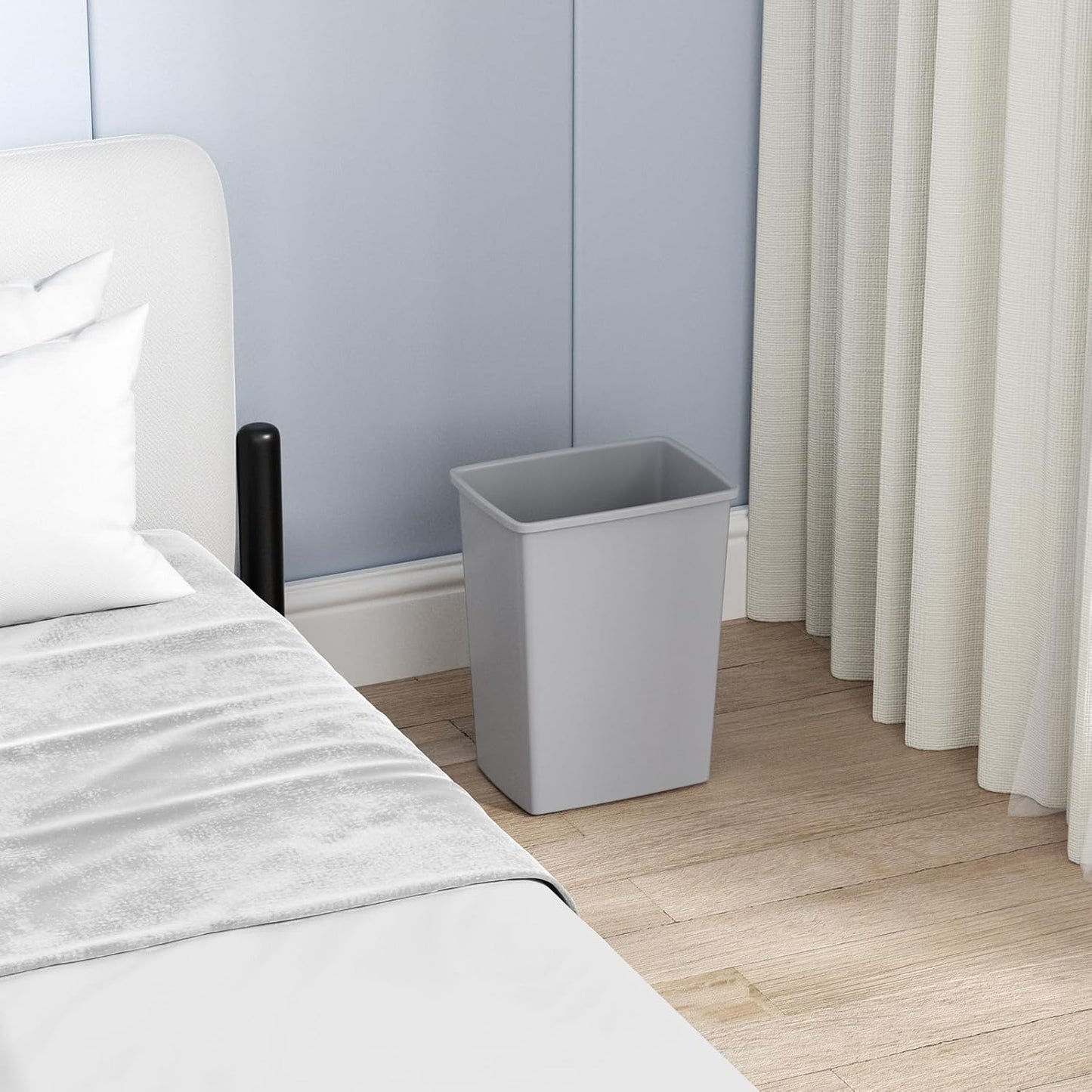 35 Quart Plastic Trash Can, Under Canbinet Waste Bin, 9-Gallons Slim Trash Can for Kitchen Bedroom Office Bathroom Under Sink Grey (2-Pack)